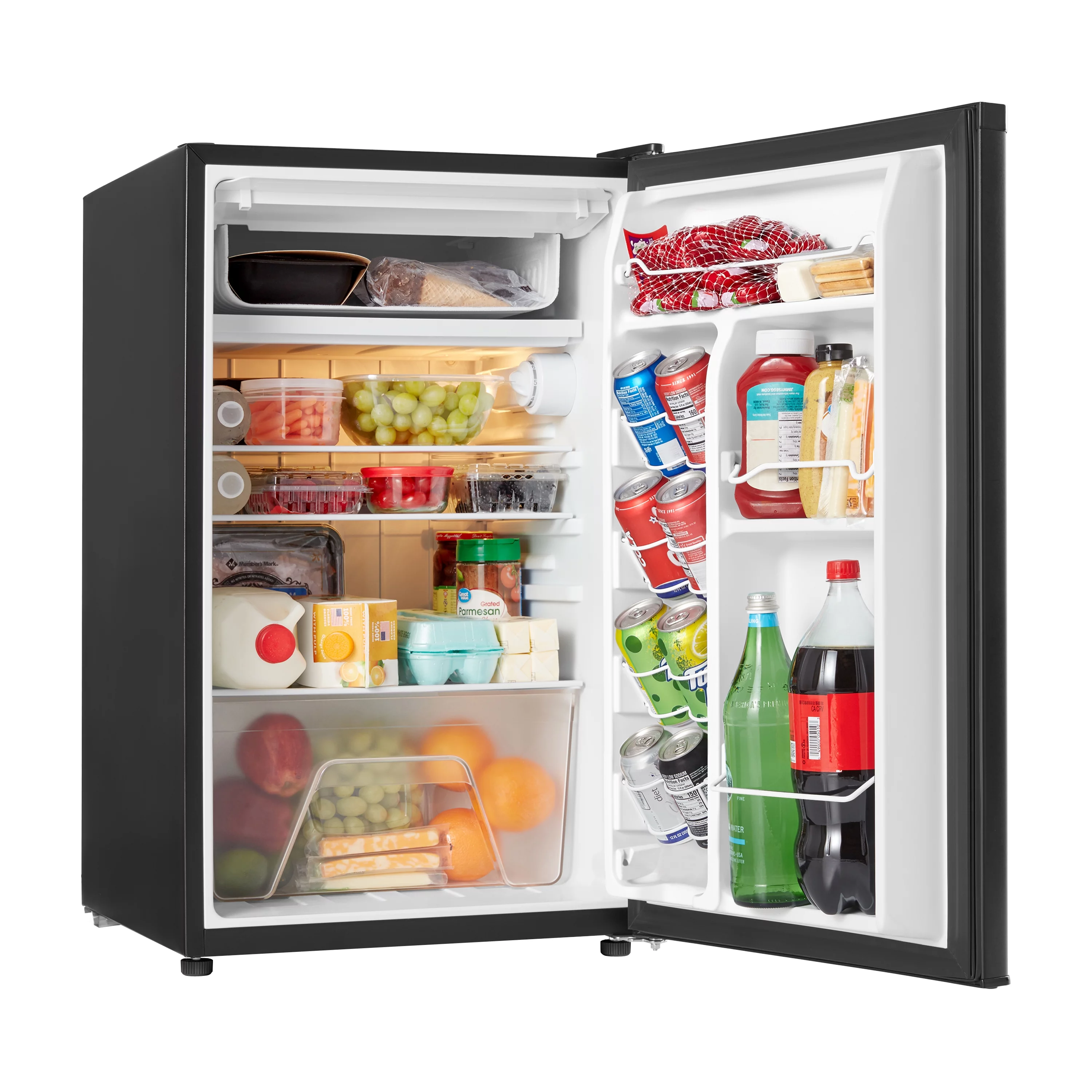 Galanz 4.3 Cu ft Single Door Mini Fridge, Black Estar, New, Width 19.92'