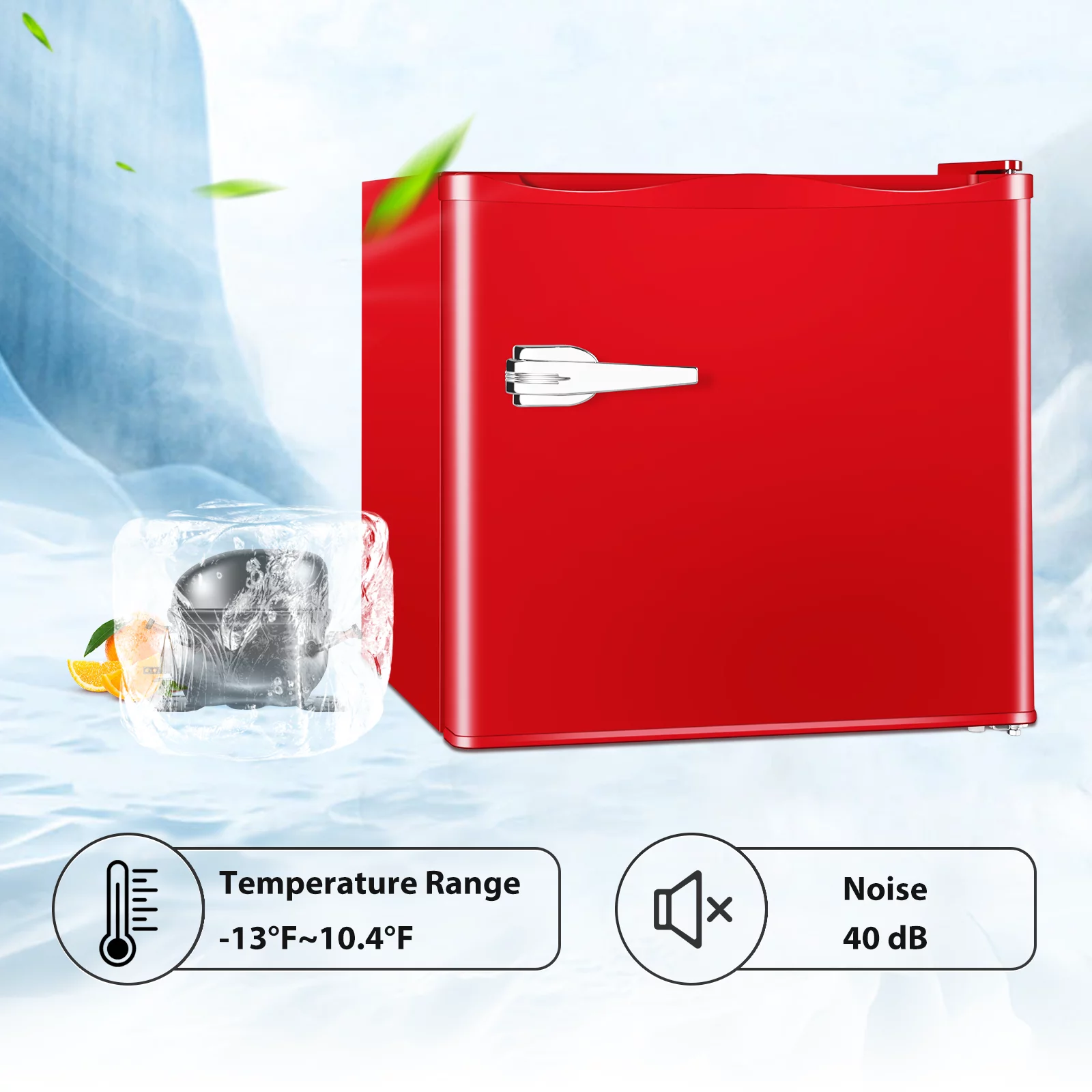Auseo Mini Upright Freezer Compact Refrigerators��1.2Cu.ft Small Stand up Freezer for Home Office, Red