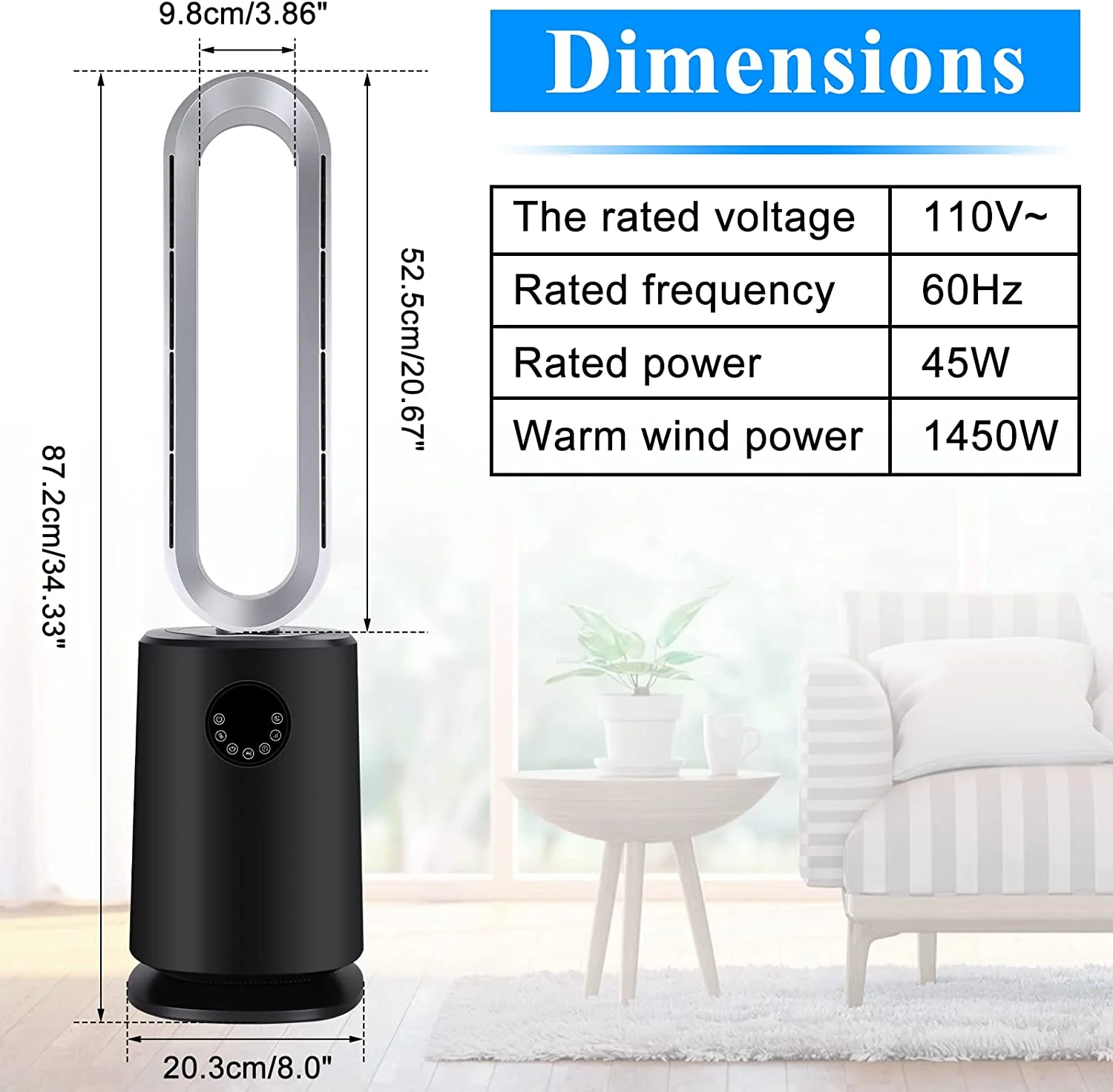 HealSmart 35 inch 10 Speed Bladeless Fan