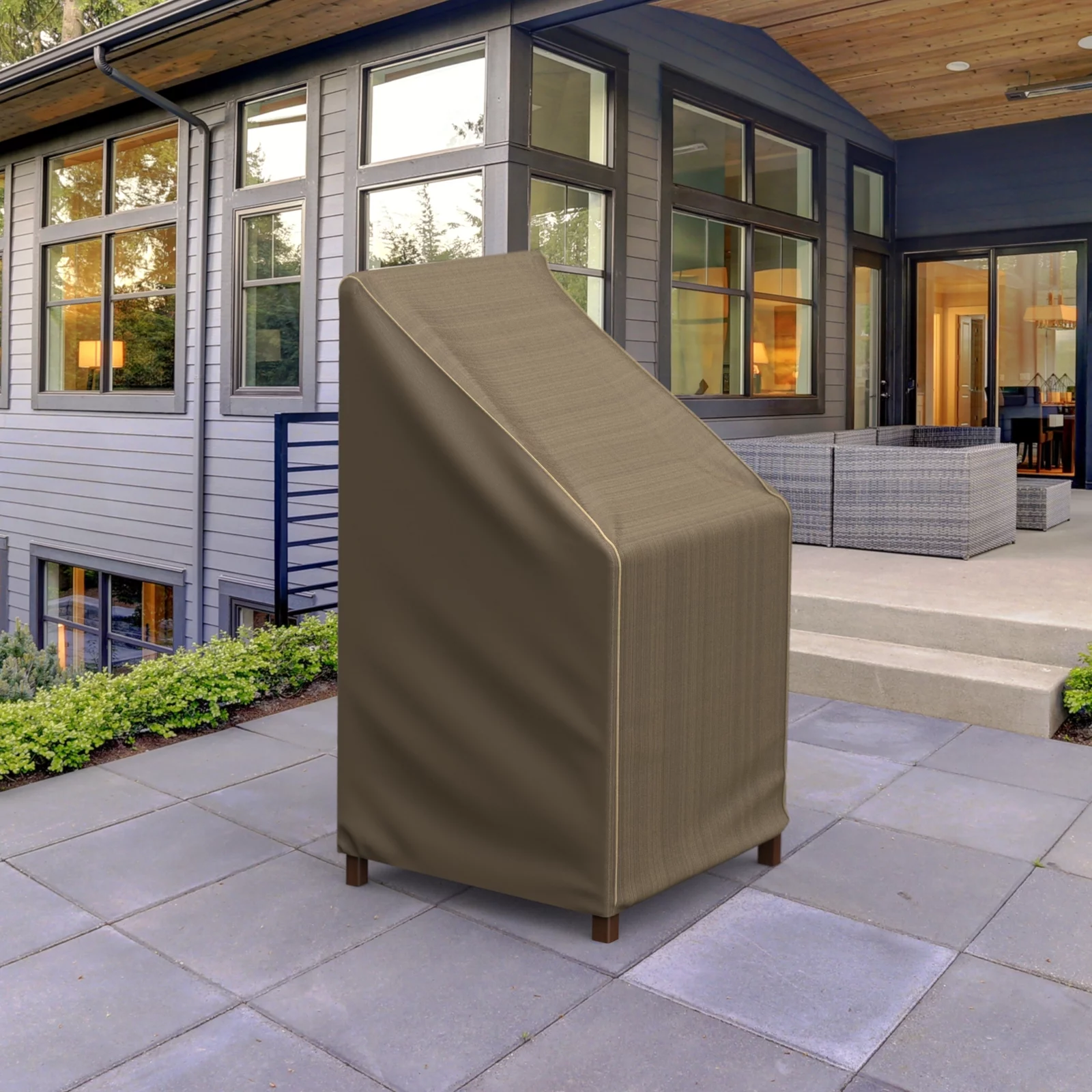 Budge 49' Black and Tan Patio Barstool Cover, StormBlock Hillside (2 Pack)