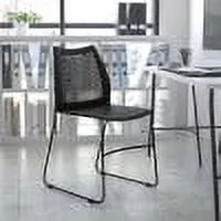Flash Furniture HERCULES Series 661 lb. Capacity Navy Stack Chair with Air-Vent Back and Gray Powder Coated Sled Base