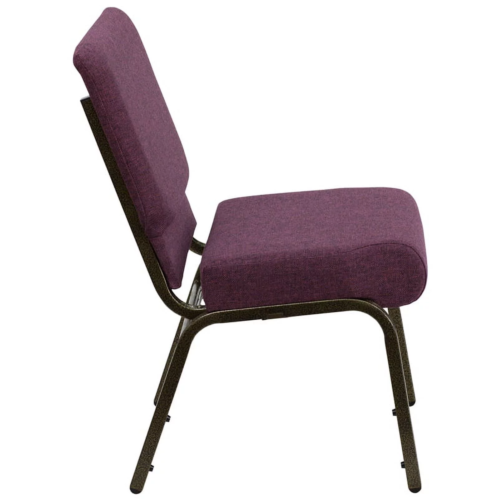 Emma + Oliver 21'W Stacking Church Chair in Plum Fabric - Gold Vein Frame
