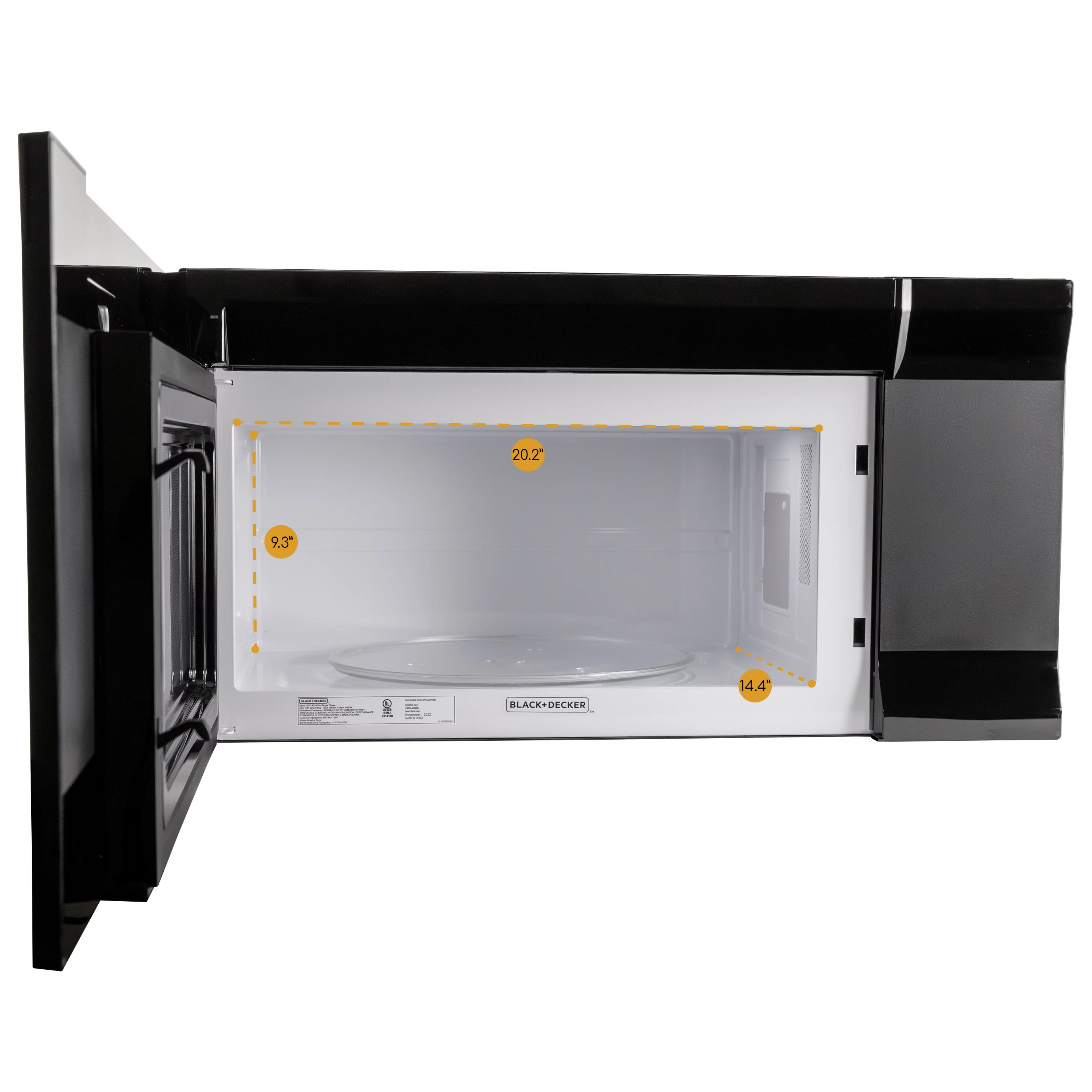 Black+Decker Over The Range 1.6 Cu. Ft. Microwave Black