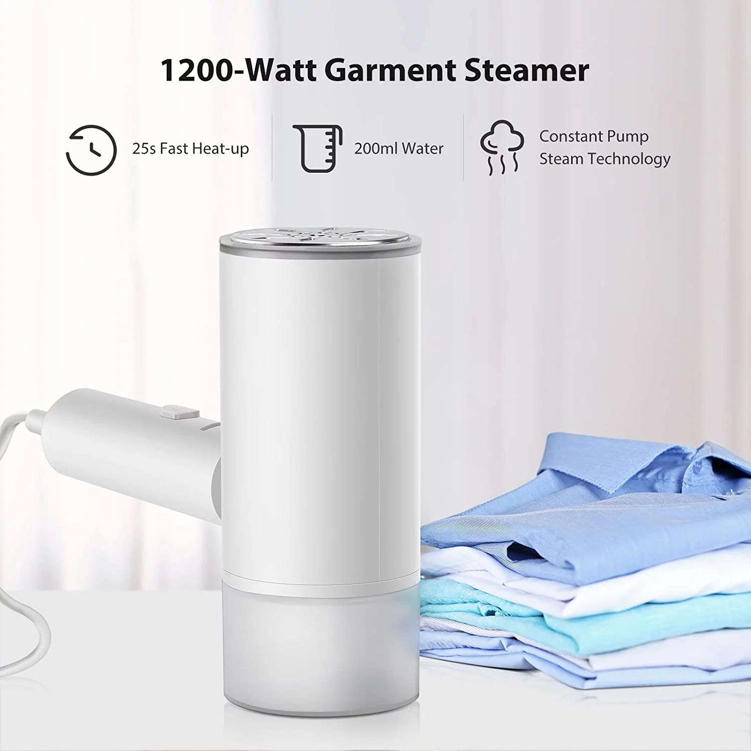 Clothes Steamer, Portable Steamer 1200w 200ml, Portable Handheld Garment Steamer for Home and Travel