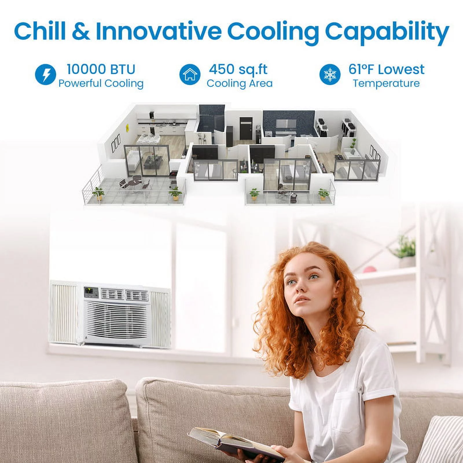 Aoile Window Air Conditioner 10,000 BTU, Smart Window AC Unit with Remote/APP Control and ECO Mode, Energy Saving