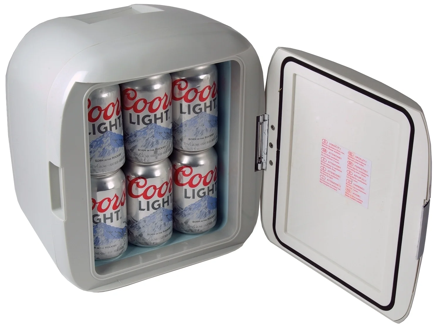 Coors Light 12 Can Portable Mini Fridge 12V DC 110V AC Cooler/Warmer 7.9L (8.3 qt), Personal Travel Fridge for Beer Snacks Lunch Takeout, Includes 12V and AC Cords, Home Office Dorm Travel, Gray