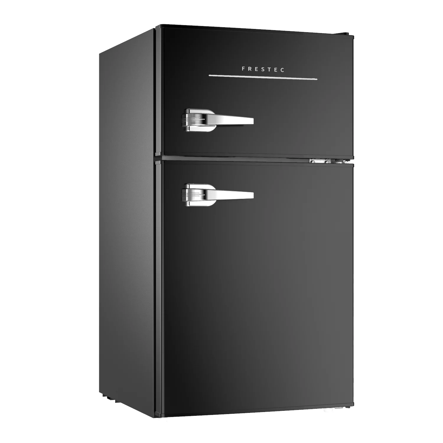 3.2 Cu.Ft Compact Refrigerator with Freezer, 2 Door Mini Fridge with 2 Wheels 37dB Quiet, 7- Settings Mechanical Thermostat, E-Star Rated Small Refrigerator for Office, Dorm, Bedroom or Garage, Black