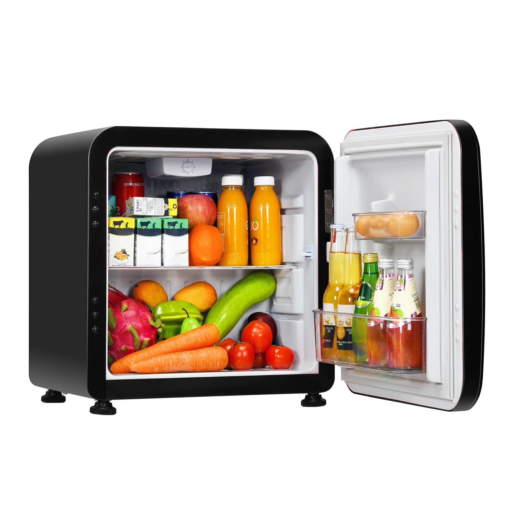 Costway 1.6 Cubic Feet Compact Refrigerator Reversible Door Mini Fridge Black