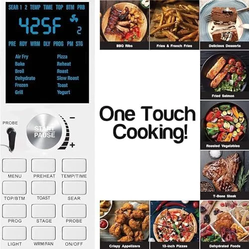 HOZO Bravo Air Fryer Toaster Smart Oven, 12-in-1 Countertop Convection, 30-QT XL Capacity, 50��-500��F Temperature Controls, Top and Bottom Heater Adjustments 0%-100%, Brushed Stainless Steel Look