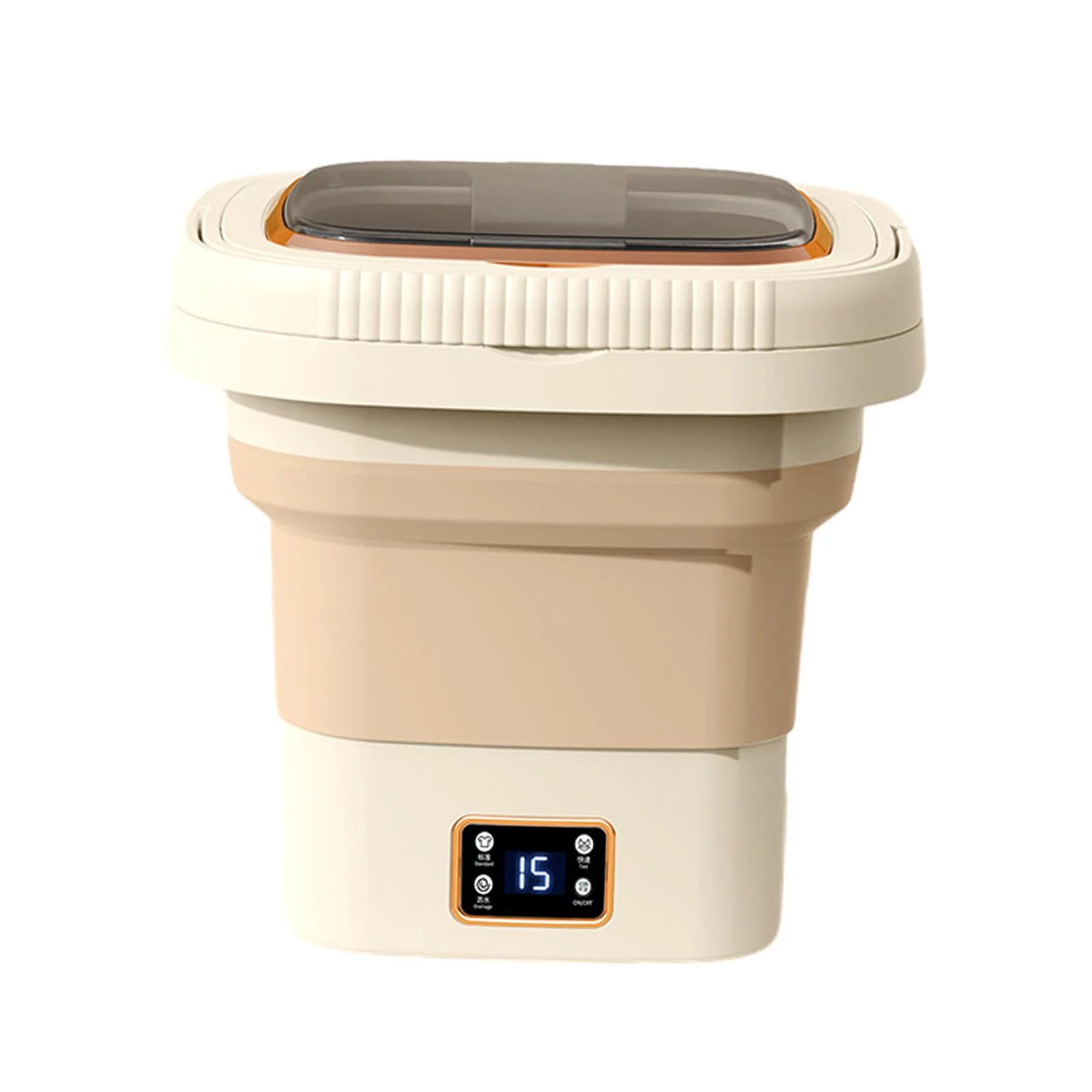 Folding Washing Machine, Compact Small Washer, Powerful Folding Washing Machine Gifts for Mom Parents 9L cream clear lid