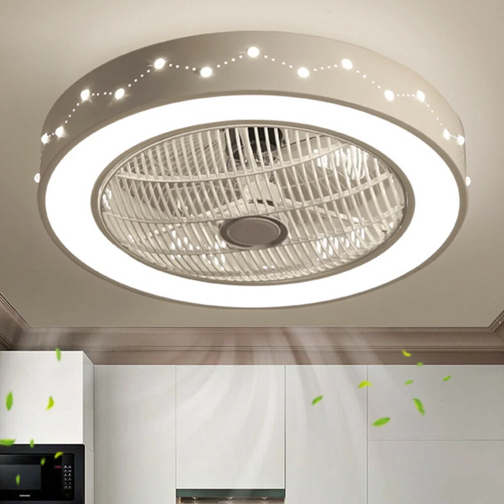 Ceiling Fan Light LED Invisible Acrylic Bladeless Chandelier Fan with Remote