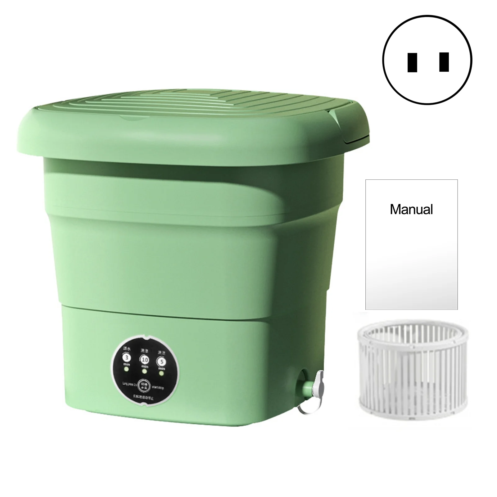 GoldHub 6L Foldable Mini Washing Machine Easy Storage Washer with Detachable Drain Basket for Underwear Baby Clothes Small Items Ultrasonic Turbine Washing Machine for Apartments Camping Travel