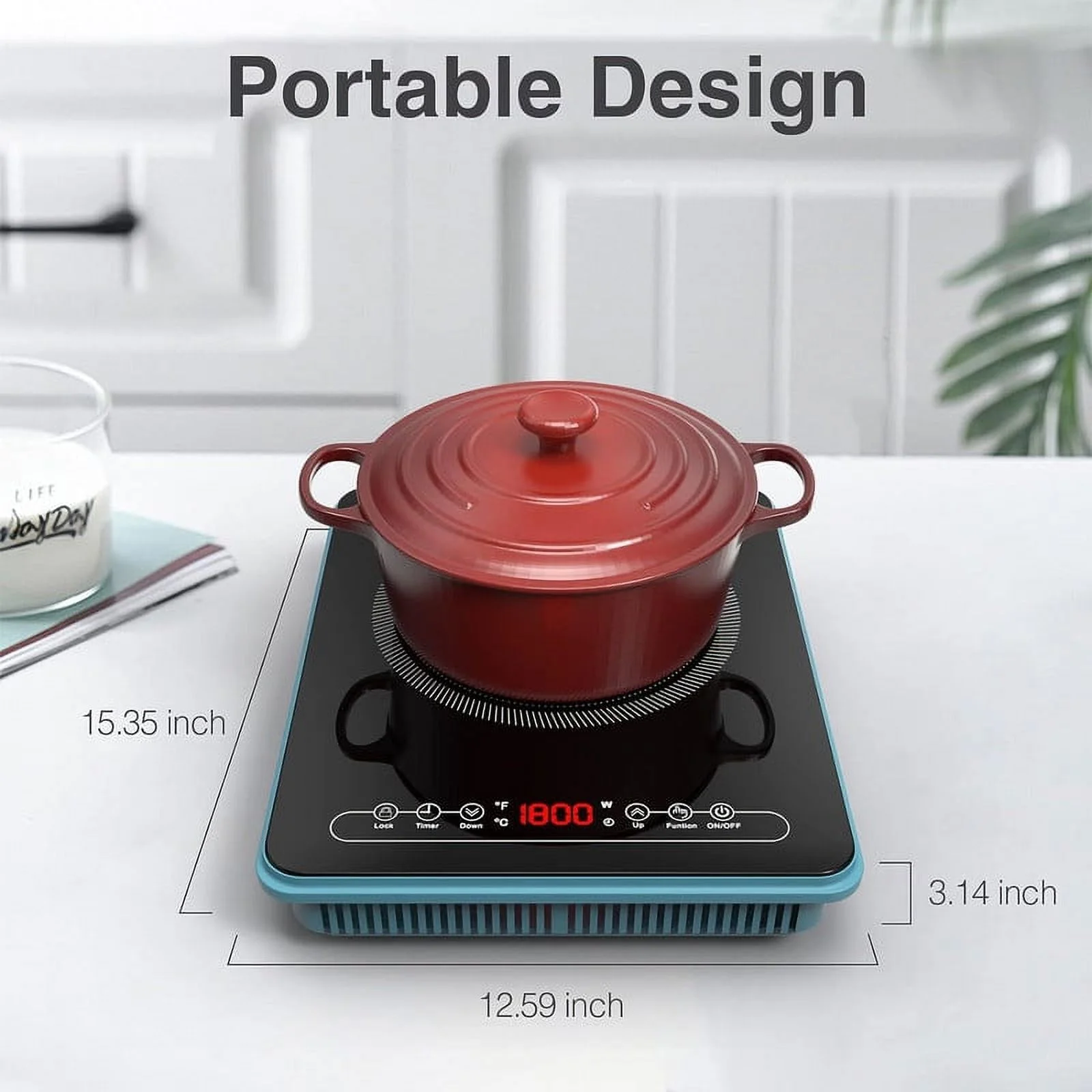 Generic Portable Induction Cooktop, 1800W Single Burner Electric Stove for Large Pans, 110v Electric Hot Plate with LCD Sensor Touch,3-Hour Timer Compatible Magnetic Cookware