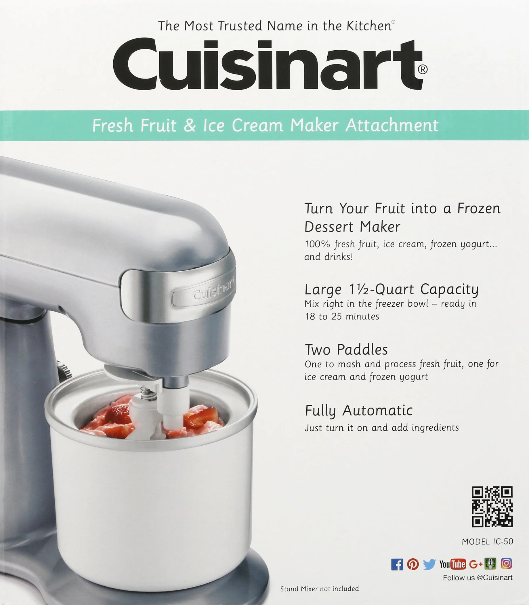 Cuisinart IC-50 Fruit Scoop Frozen Dessert Maker Attachment