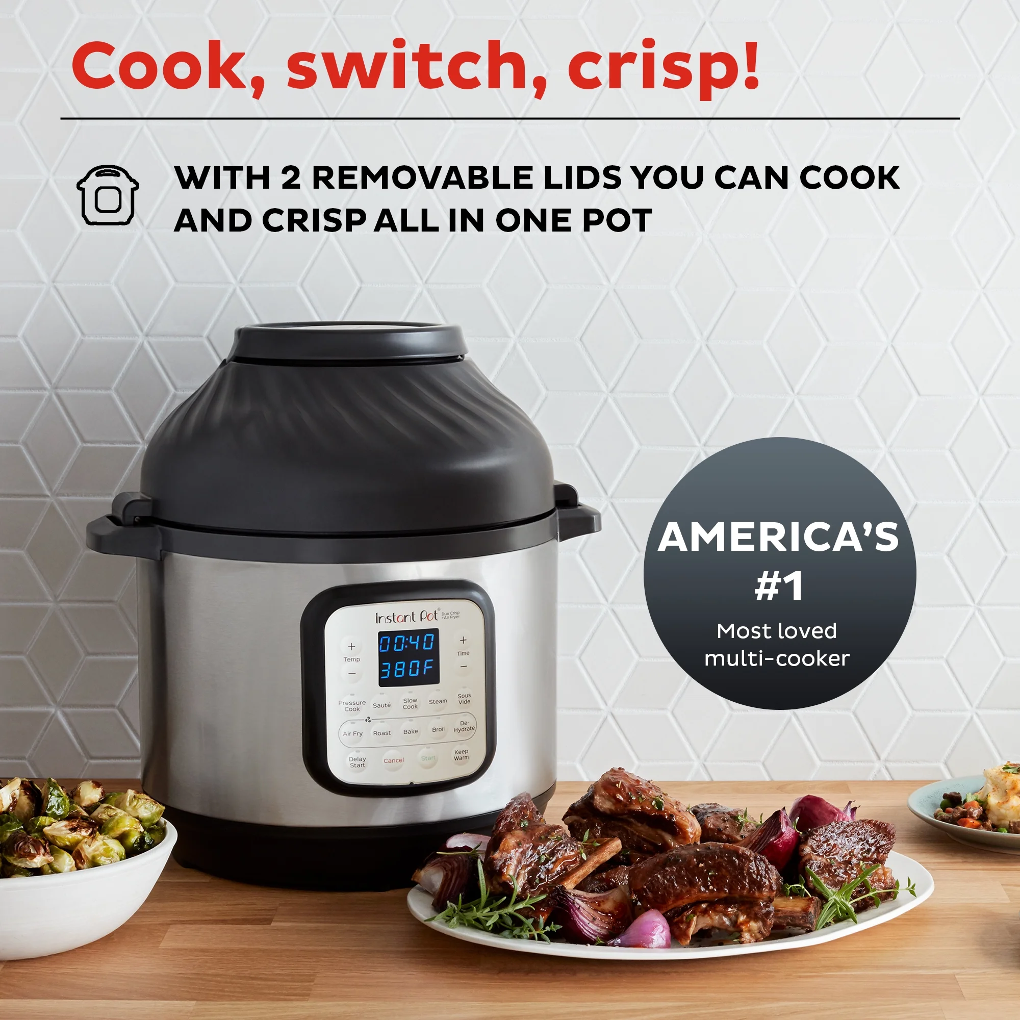 Instant Pot Duo Crisp 11-in-1 Air Fryer and Electric Pressure Cooker Combo with Multicooker Lids that Air Fries, Steams, Slow Cooks, Saut��s, Dehydrates and More, Free App With 1900 Recipes, 8 Quart