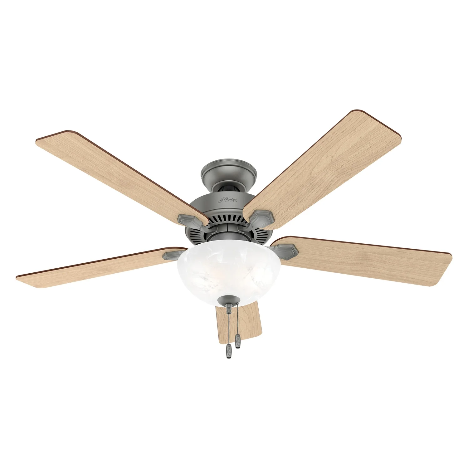 Hunter 50909 Swanson 52-In. Bowl Ceiling Fan with LED Lights (Matte Silver)