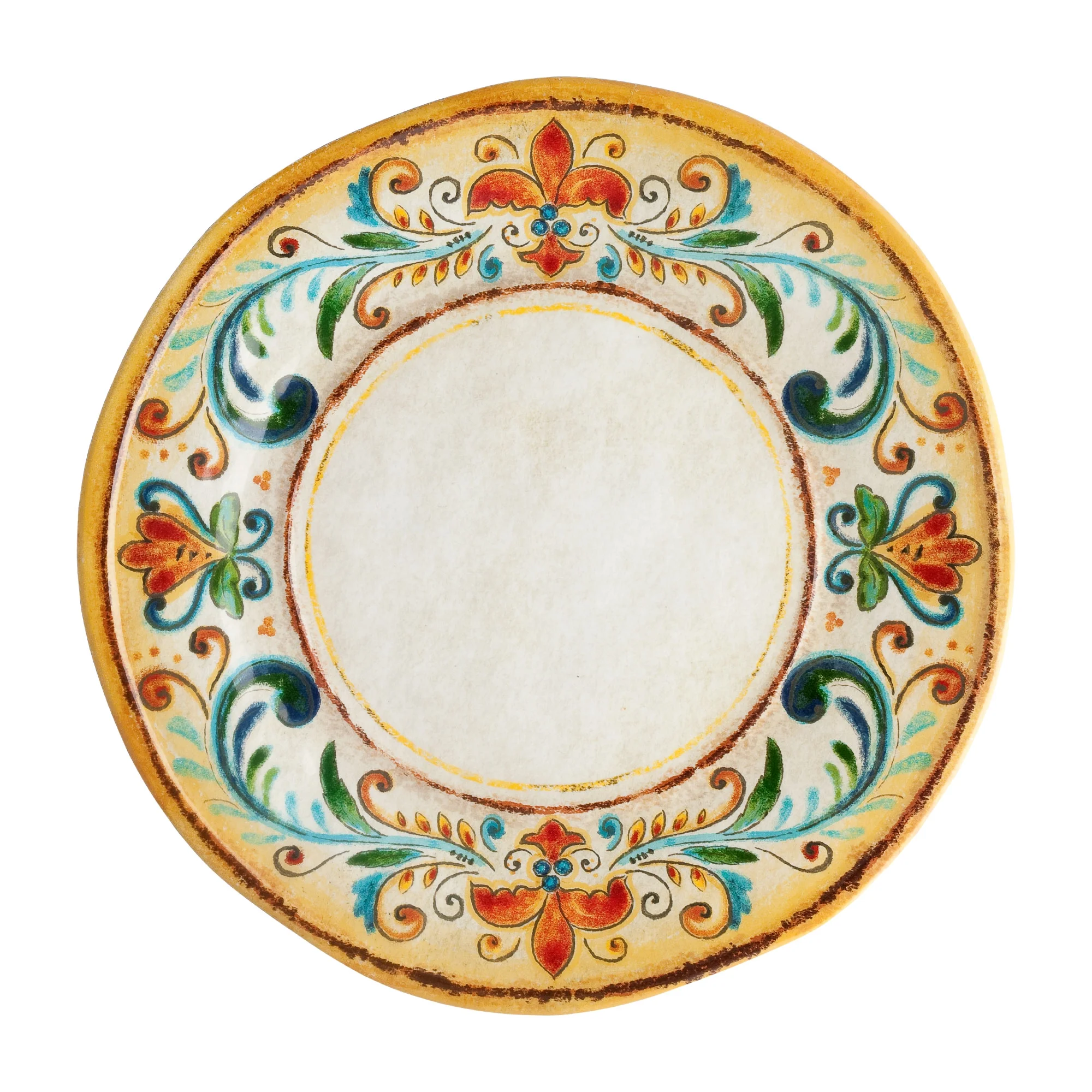 Gourmet Art 16-Piece Tuscany Melamine Dinnerware Set, Service for 4. Includes Dinner Plates, Salad Plates, Dessert Plates and Bowls.