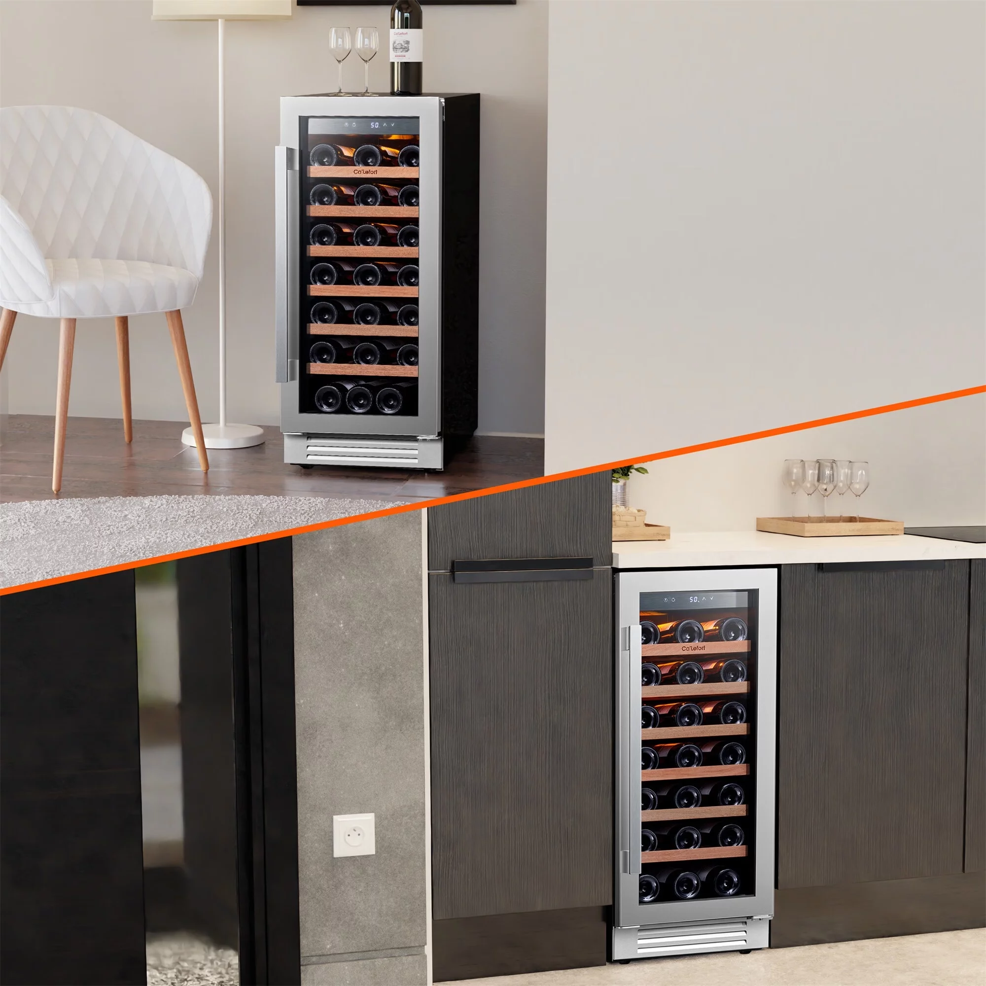 Ca'Lefort 15 inch Wine Refrigerator,33 Bottle Wine Fridge Freestanding & Built-in Wine Cooler
