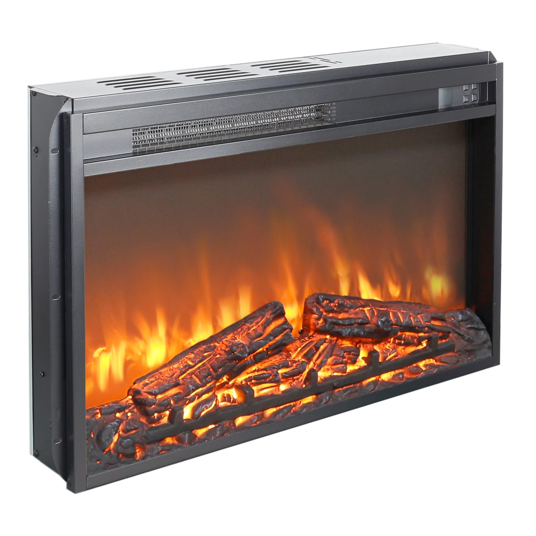 26 Inch Electric Fireplace Insert, Recessed Wall Mounted Electric Fireplace, Ultra Thin Heater with Log Set and Realistic Flame, Overheating Protection, CSA/UL Certification