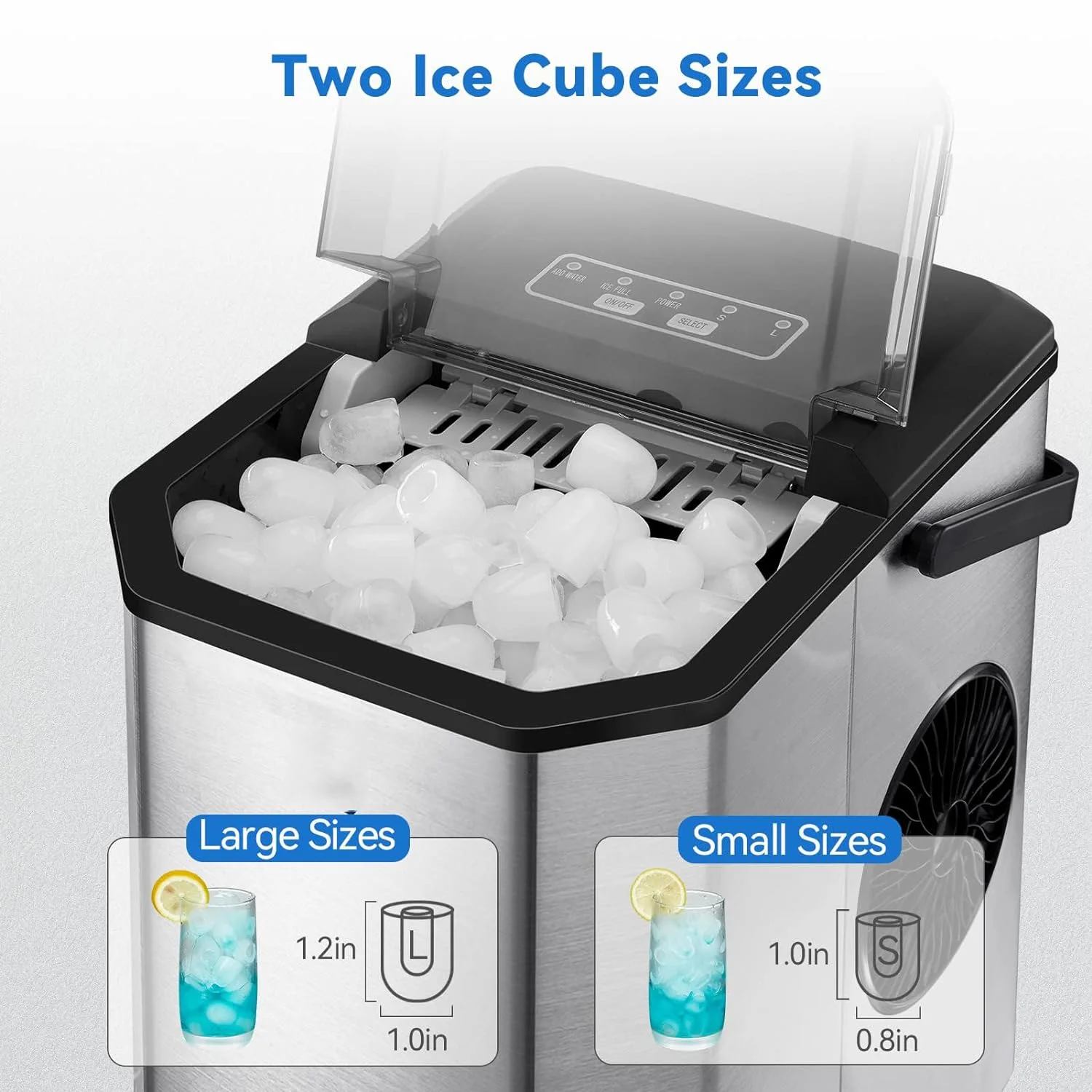Countertop Ice Maker 26LBs/24H Portable Ice Maker Nugget Ice Maker Countertop with 2 Size Bullet Ice One-Click Operation Self-Cleaning with Basket and Scoop for Home Office Kitchen Party RV