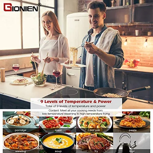 Induction Cooktop, 30 inch Drop-in Ceramic Stove Countertop GIONIEN 4 Burners Electric Hob Flexible Ring, 7200W Built in Electric Cooktop With Touch Control,GTM724T