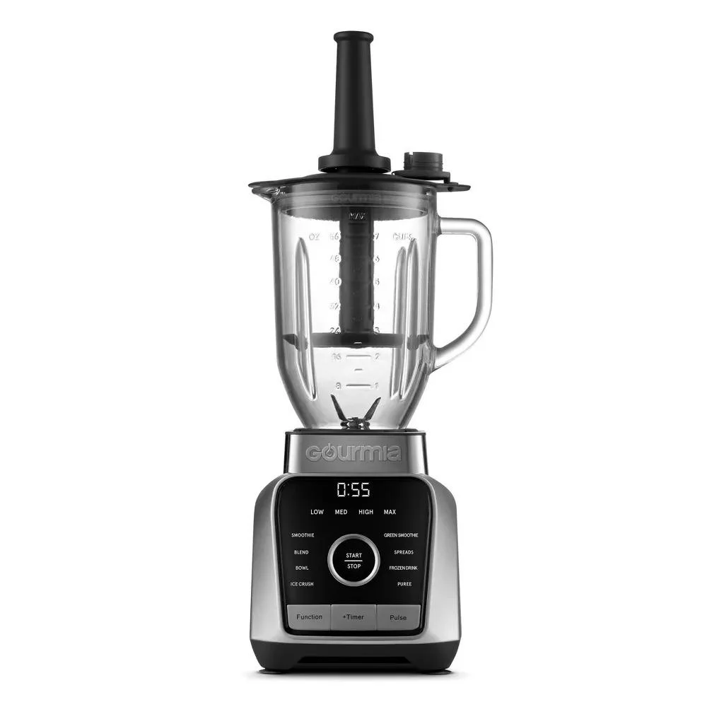 Gourmia Digital Blender with 8 Total Blend Programs, 4 Speeds & Round-Plated Tamper Gray