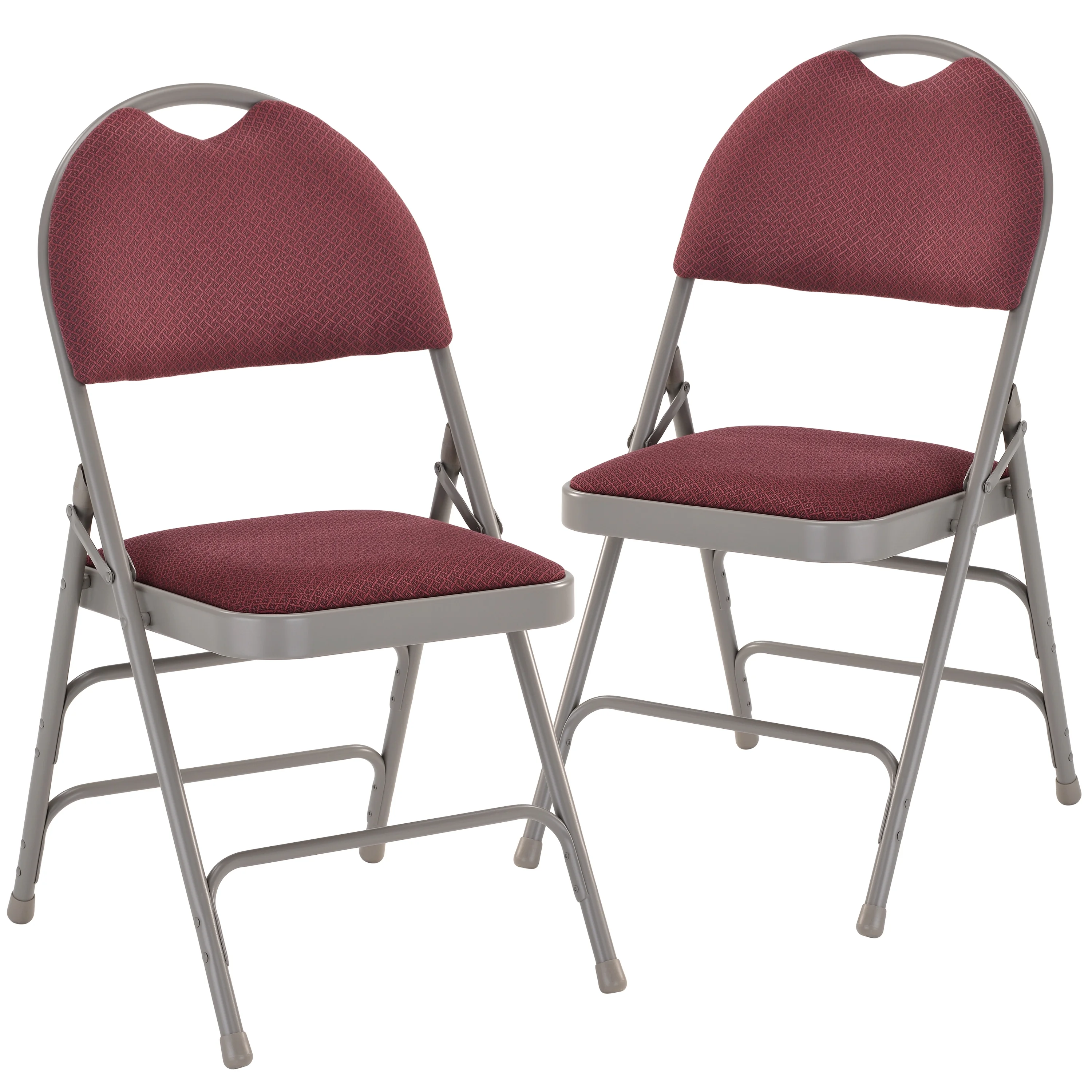 Emma + Oliver 2 Pack Easy-Carry Burgundy Fabric Metal Folding Chair