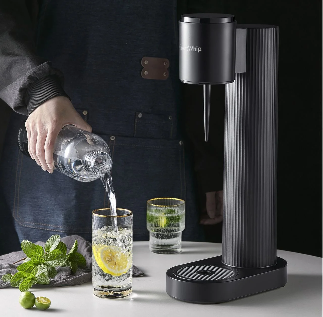 GreatWhip CO2 Soda Sparkling Water Maker Machine Set for CO2 60L Carbonator (Black)