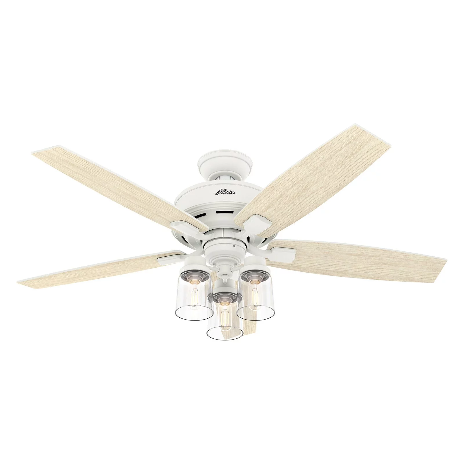 Hunter 52' Bennett Matte Black Ceiling Fan with Light Kit and Remote