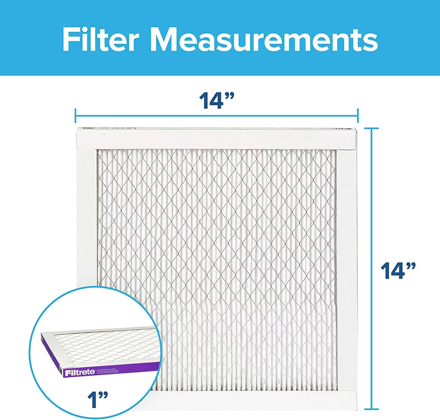 Filtrete 14x14x1, AC Furnace Air Filter, MPR 1500, Healthy Living Ultra Allergen, 6-Pack exact dimensions 13.81 x 13.81 x 0.78