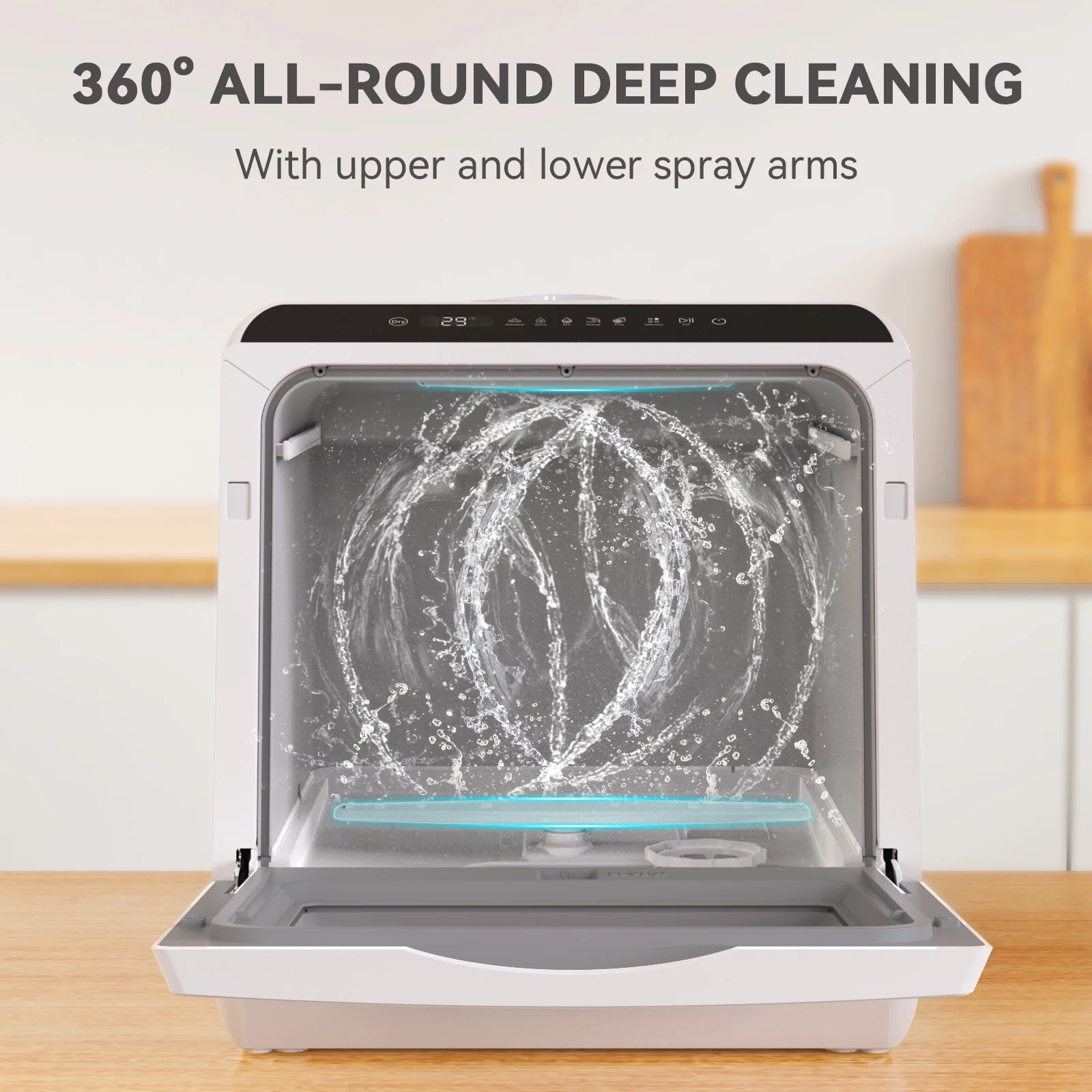Hermitlux Portable Countertop Dishwasher, 5 Washing Programs, 5L Built-in Water Tank and Air-Dry Function, HMX-DW03