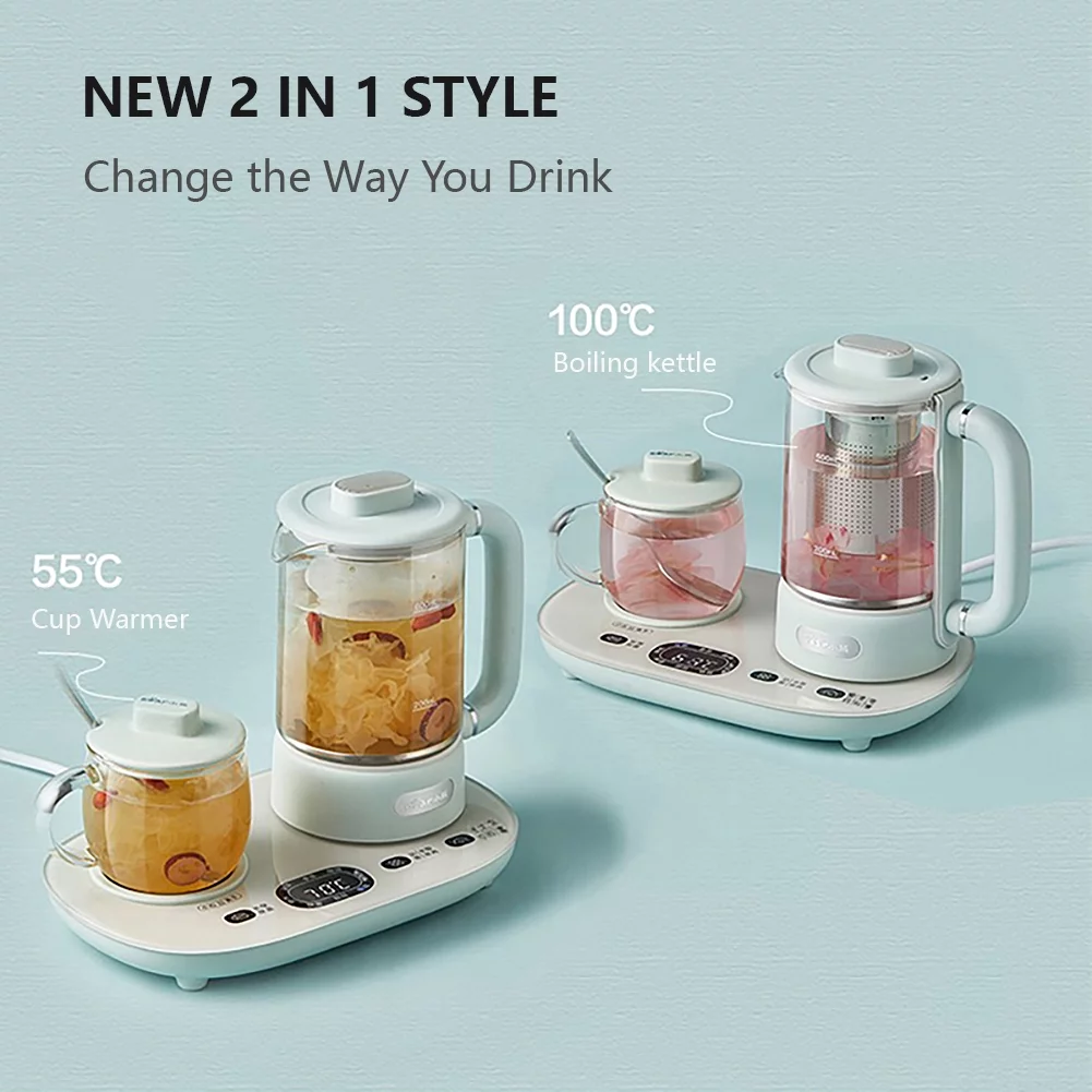 Bear YSH-C06N1 Health Pot, Electric Kettle with Cup Warmer, Glass Kettle for Coffe Tea with Infuser, Pre-set, Temperature Control, 300ml & 600ml