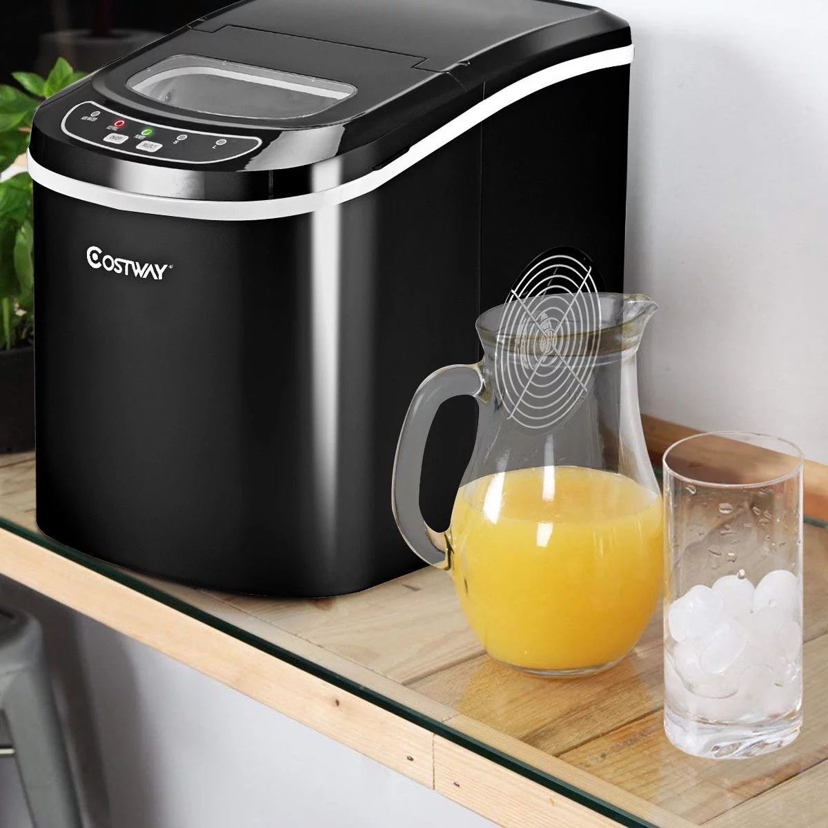 Costway Black Portable Compact Electric Ice Maker Machine Mini Cube 26lb/Day