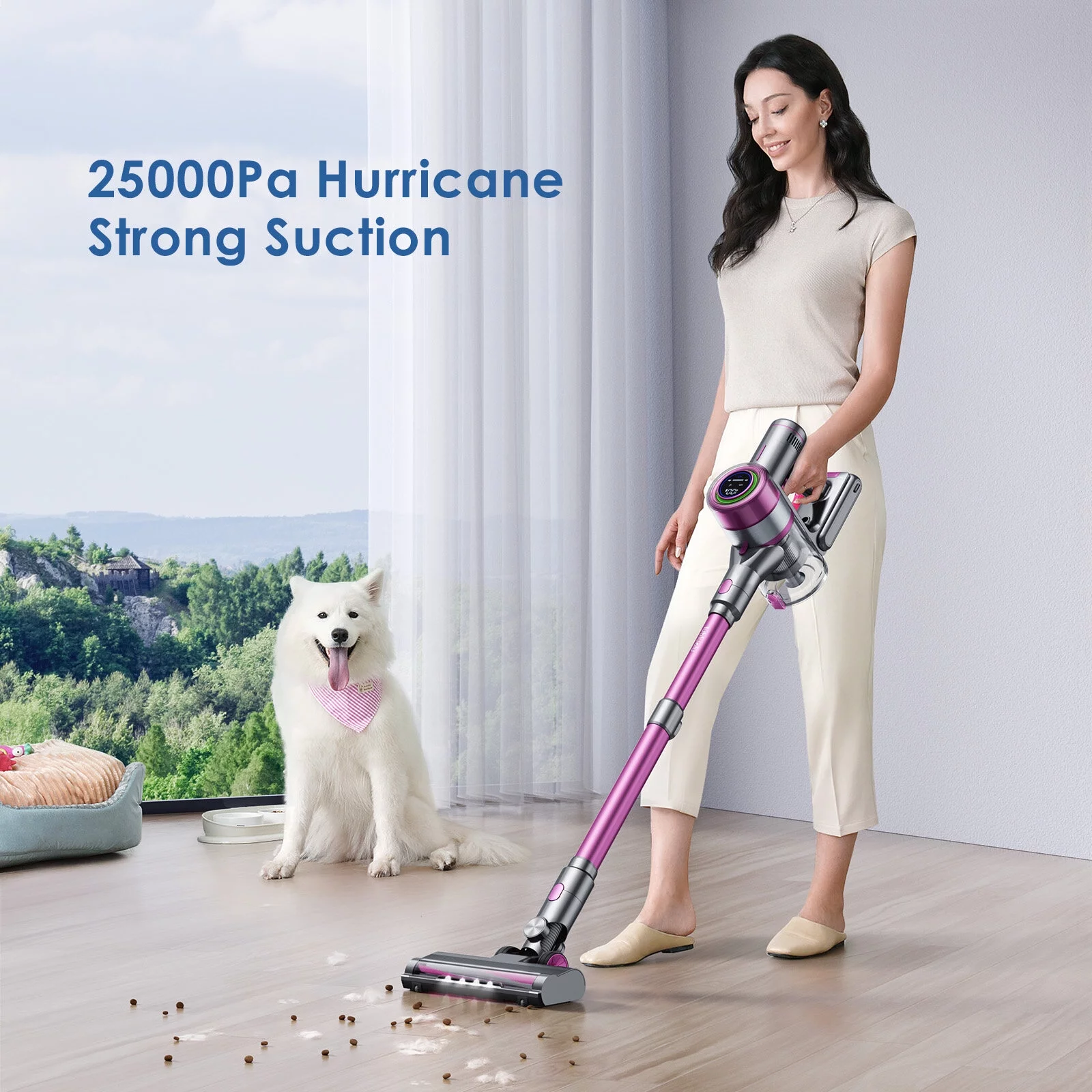 Cordless Stick Vacuum Cleaner Lightweight 25Kpa 250W Brushless Motor 6 in 1 Up to 45Mins Runtime for Hardwood Floors Carpet Pet Hair