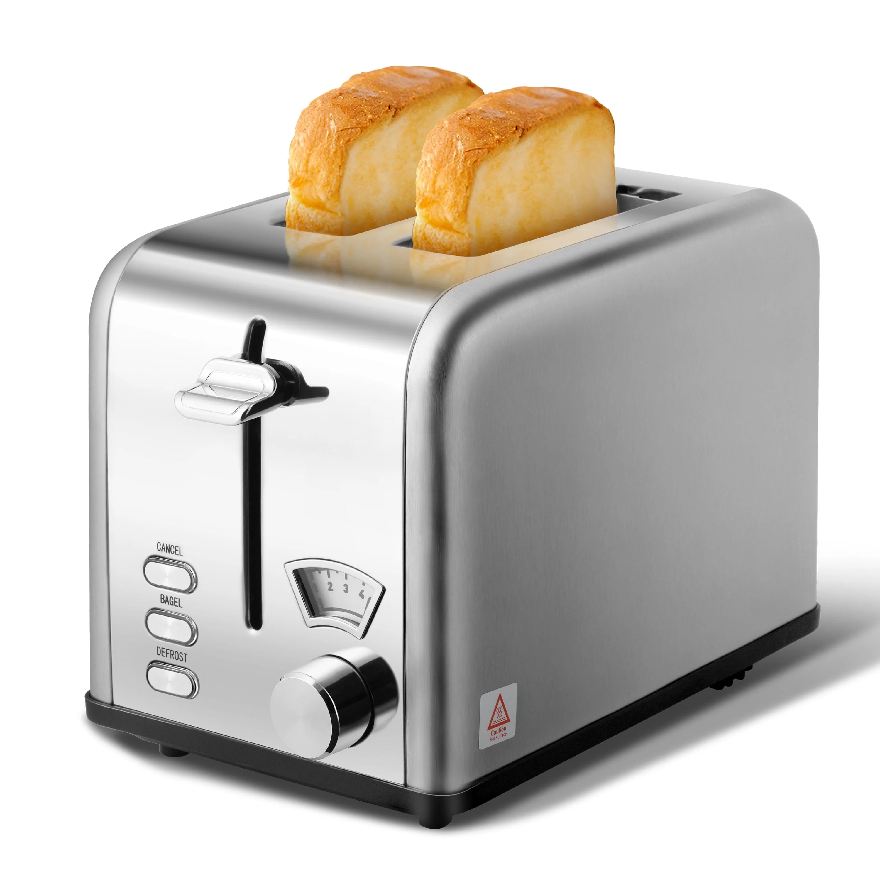 2 Slice Toaster Extra Wide Slots 5 Shade Settings Bagel, Defrost & Cancel Function Stainless Steel Removable Crumb Tray