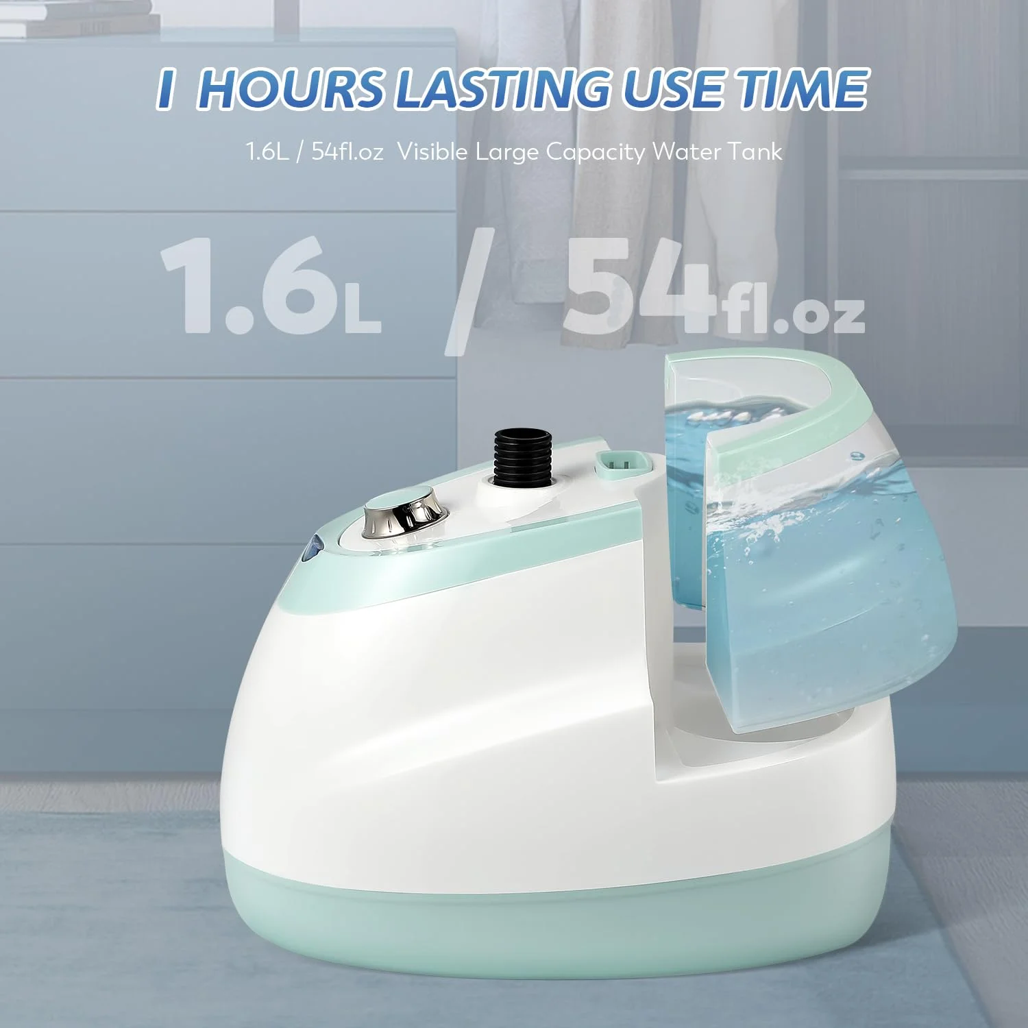 1800W Garment Steamer for Clothes Standing Flat Hanging Ironing Suitable for All Fabric Types, Rapid Heats in 25s for 1 Hour Continuous Steam, with Garment Hanger, Ironing Board, Ironing Gloves