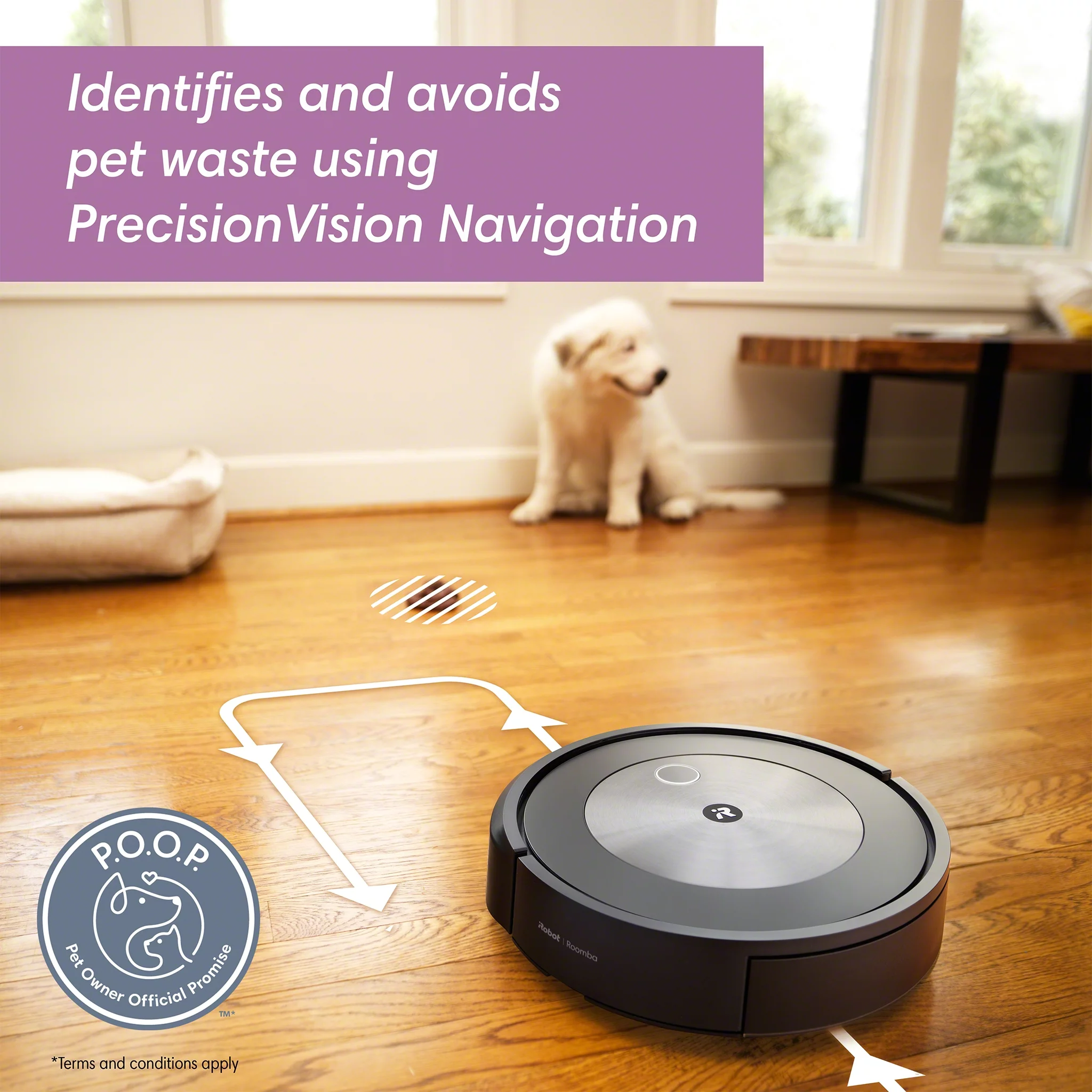 iRobot? Roomba? j7 (7150) Wi-Fi? Connected Robot Vacuum - Identifies and avoids obstacles like pet waste & cords, Smart Mapping, Voice Assistant, Ideal for Pet Hair, Carpets, Hard Floors, New