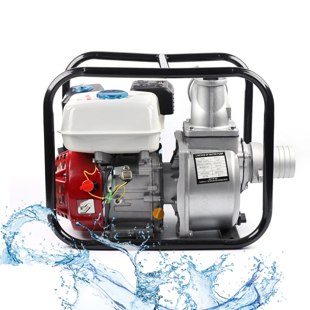 3inch 4-Stroke 7.5HP Gas High Pressure Semi Trash Water Pump for Water Removal Garden Irrigation