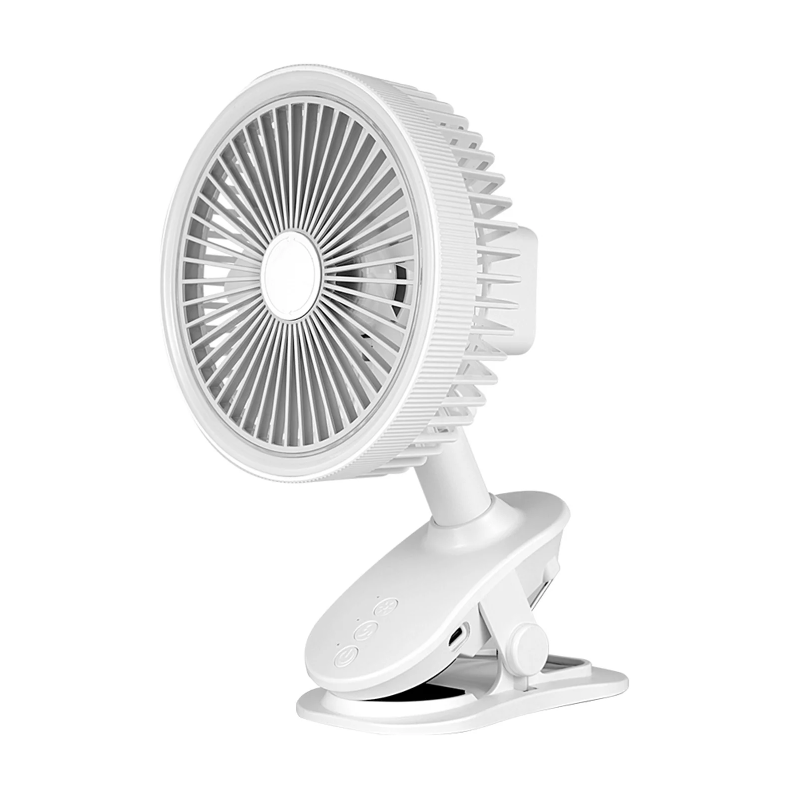 6 Inch Desktop Clip Fan Rechargeable Handled Fan for Bedroom Dormitory Home Battery Operated Cooling Fans with LED Light for Travel Office Outdoor Indoor USB Charging