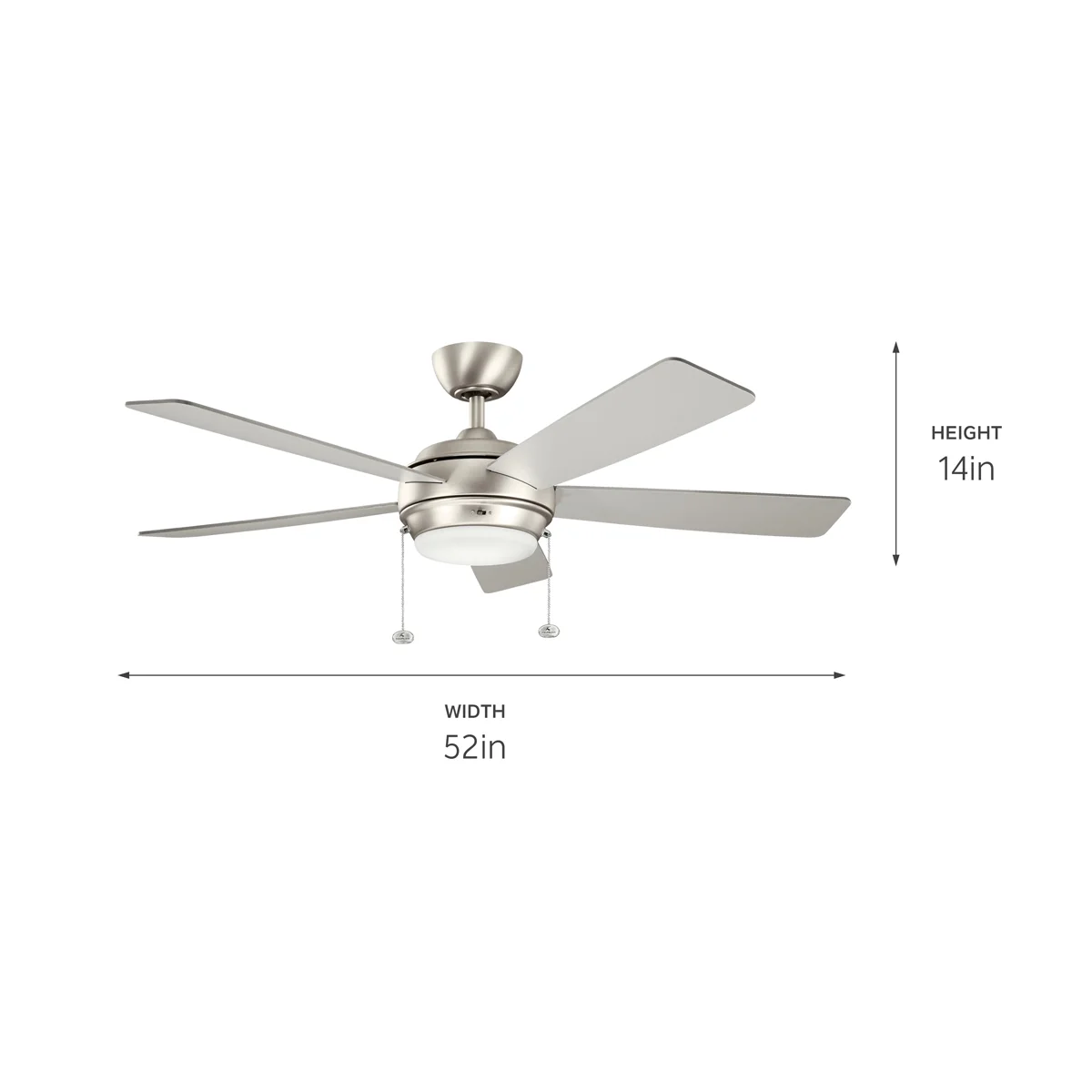 Kichler Starkk 52' Brushed Nickel Integrated LED Ceiling Fan with Light and Pull Chain