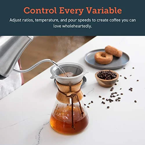 COSORI Pour Over Coffee Maker, 8 Cup Glass Coffee Pot&Coffee Brewer with Stainless Steel Filter, High Heat Resistance Decanter, Measuring Scoop Included, 34 Ounce,Transparent