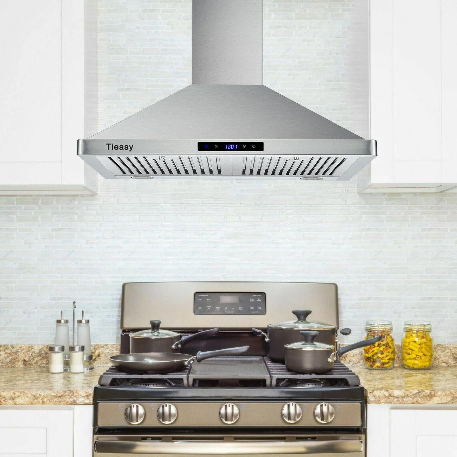 30 inch 760 CFM Wall Mount Range Hood Stainless Steel Stove Cook Vent LED Lights