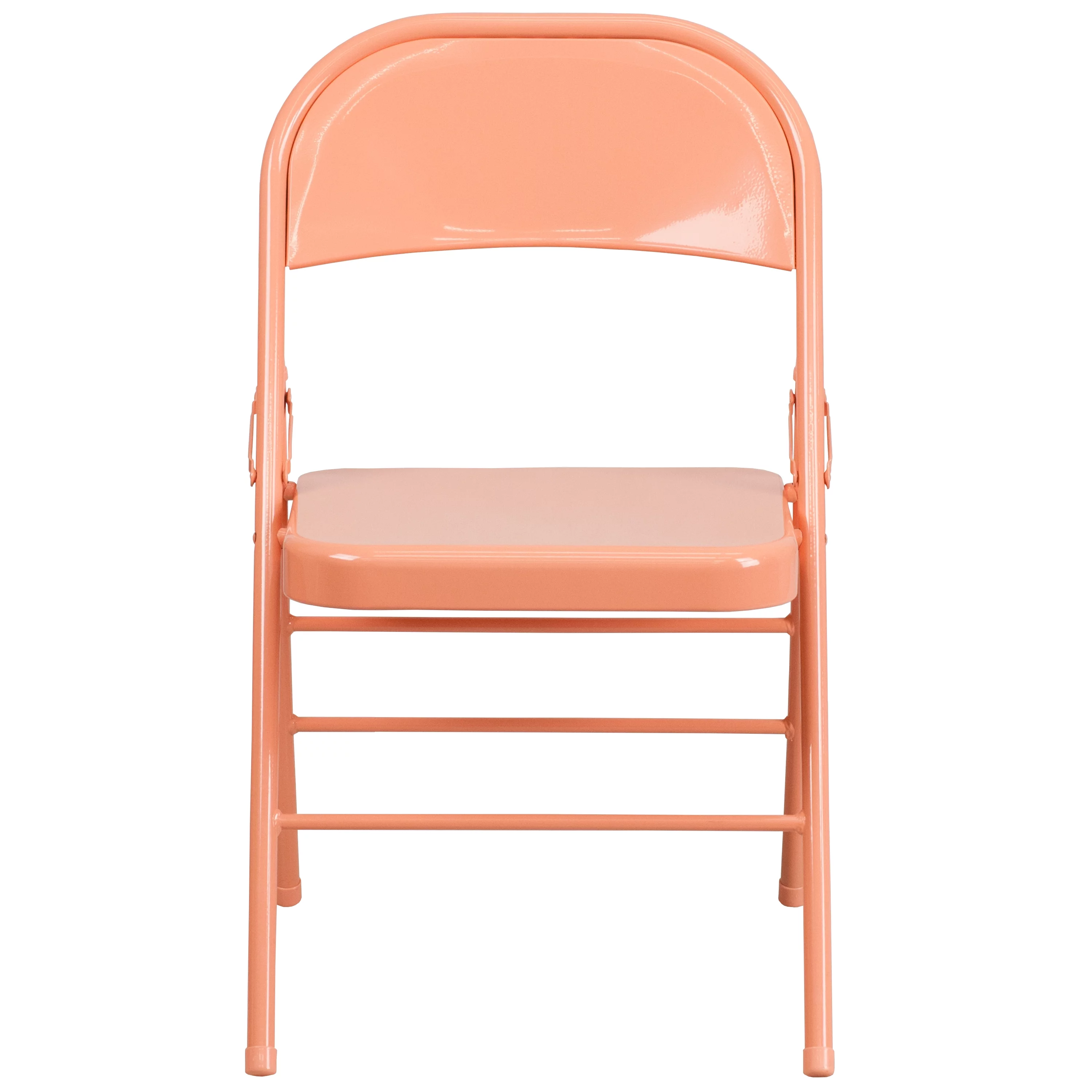Flash Furniture 4 Pack HERCULES COLORBURST Series Sedona Coral Triple Braced & Double Hinged Metal Folding Chair