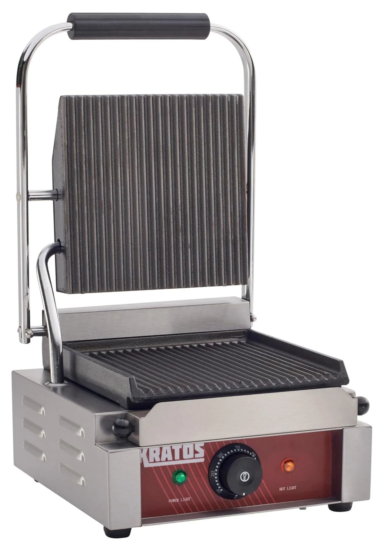 29Y-017 Single Countertop Panini Grill, Grooved Plates, 9'x9' Plate