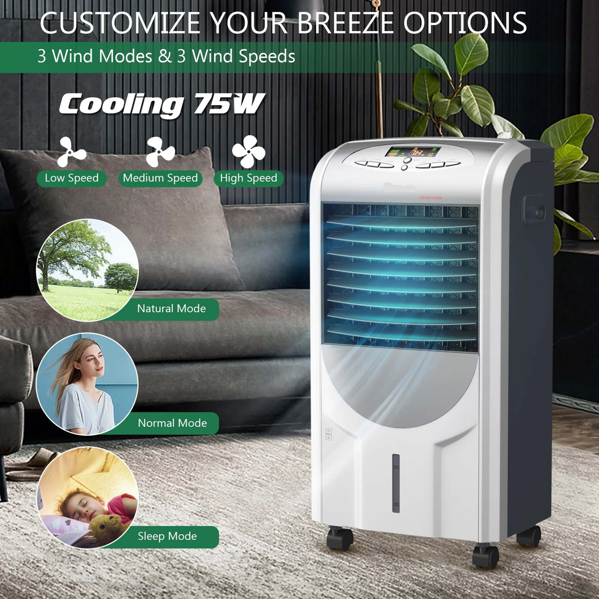 Giantex Air Cooler and Heater, 5-in-1 Portable Bladeless Quiet Evaporative Air Cooler Fan Humidifier w/Anion Function, 8H Timer for Home, Office