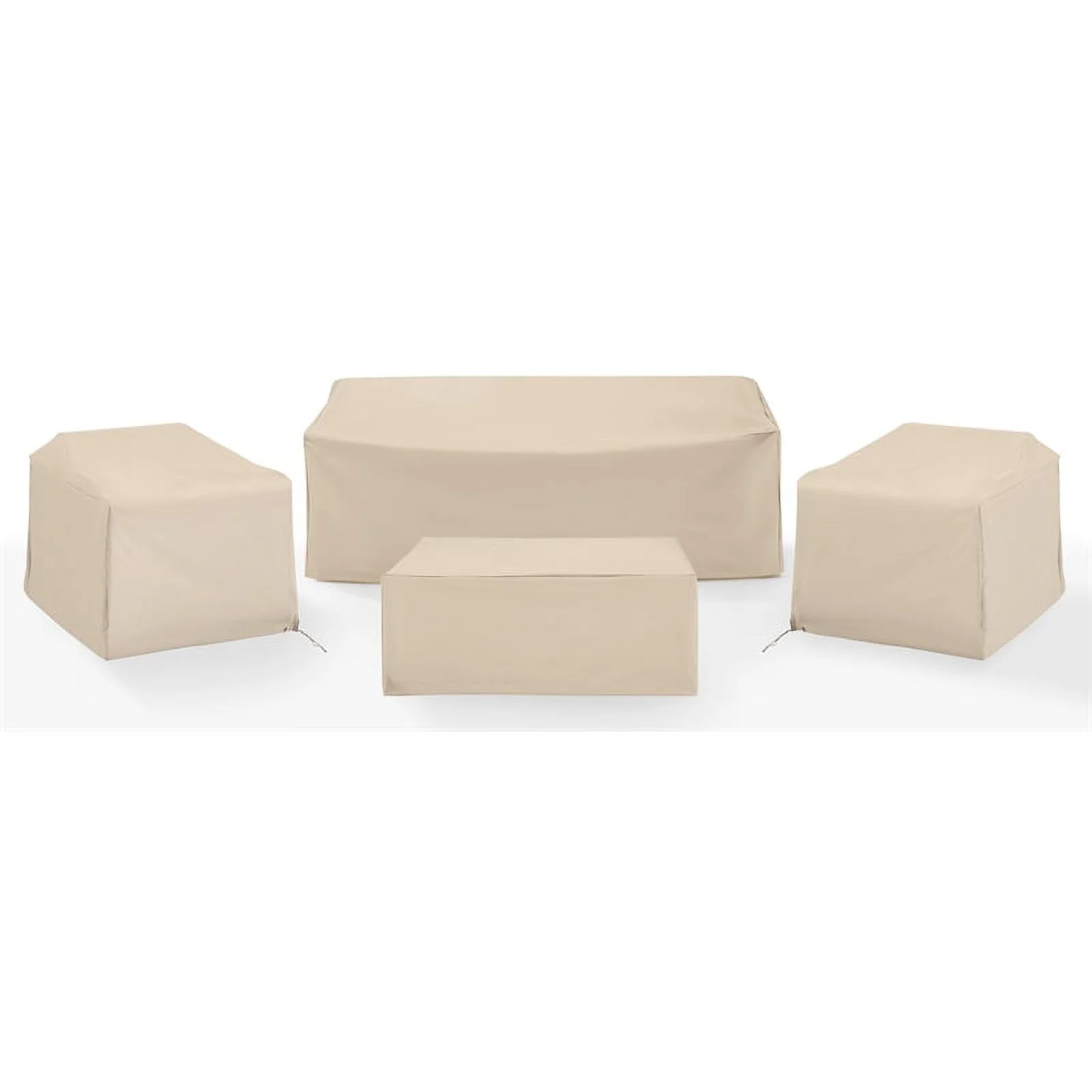 Crosley Furniture Covers 4-Piece Vinyl Outdoor Sofa Cover Set in Tan