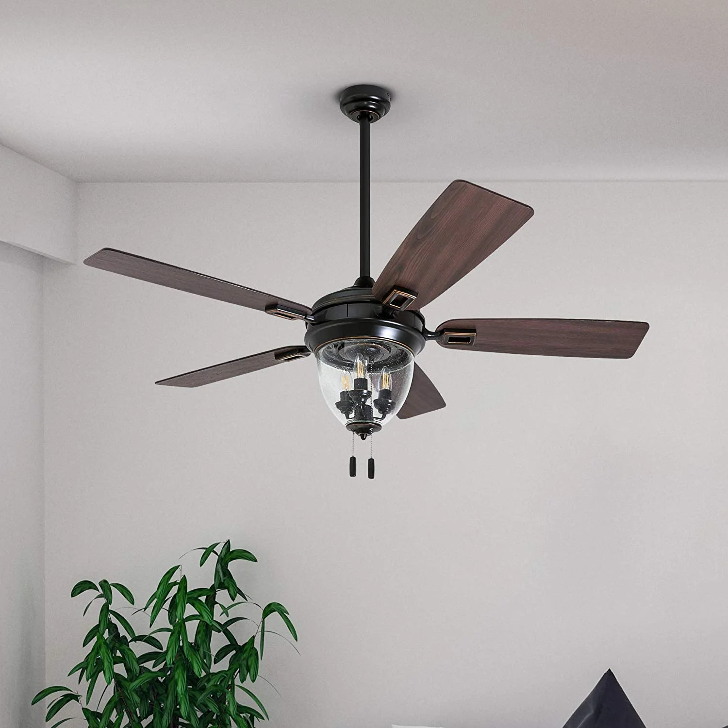 Honeywell Glencrest 52' Craftsman Industrial Oil Rubbed Bronze LED Outdoor Ceiling Fan with Light