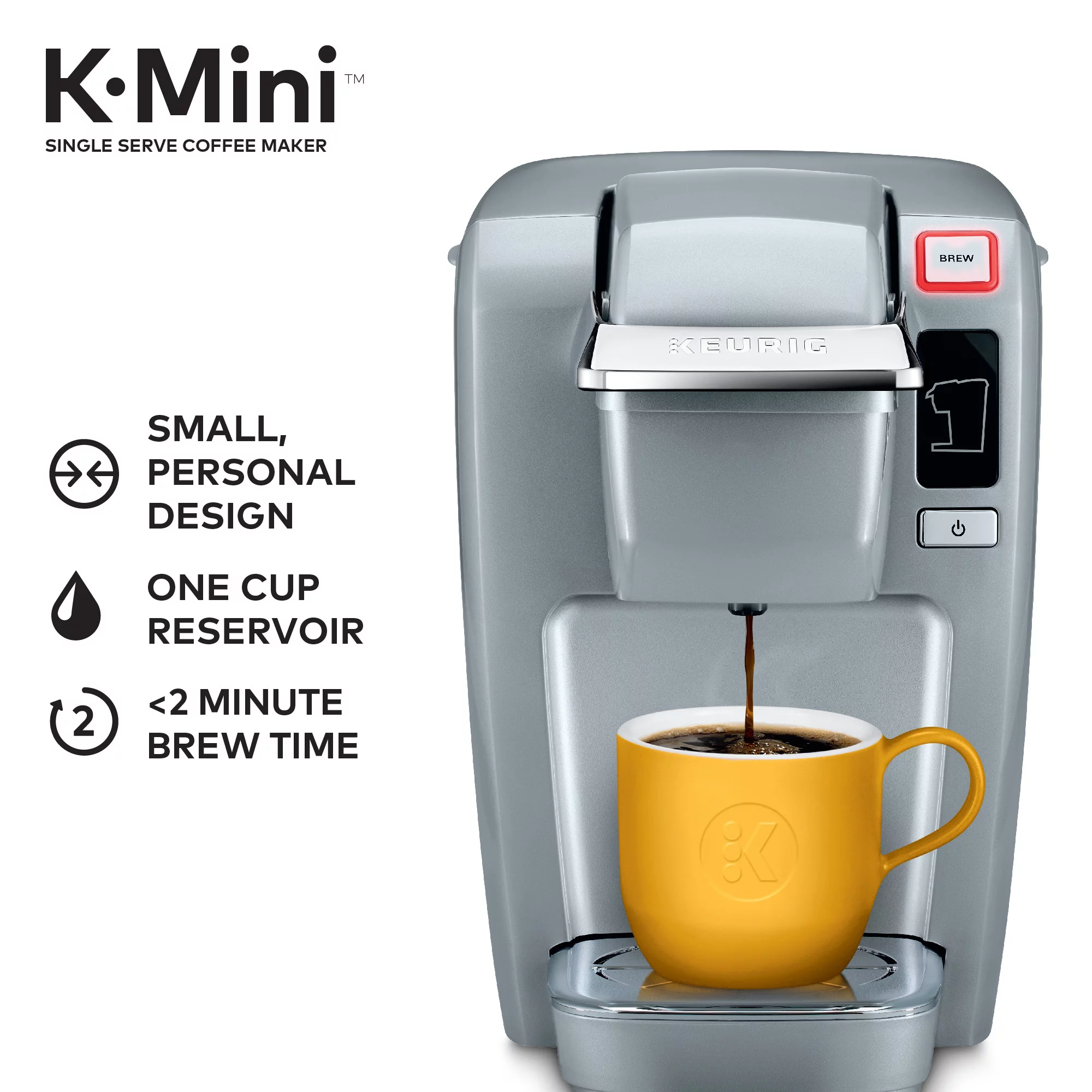 Keurig K-Mini K15 Single-Serve K-Cup Pod Coffee Maker, Platinum