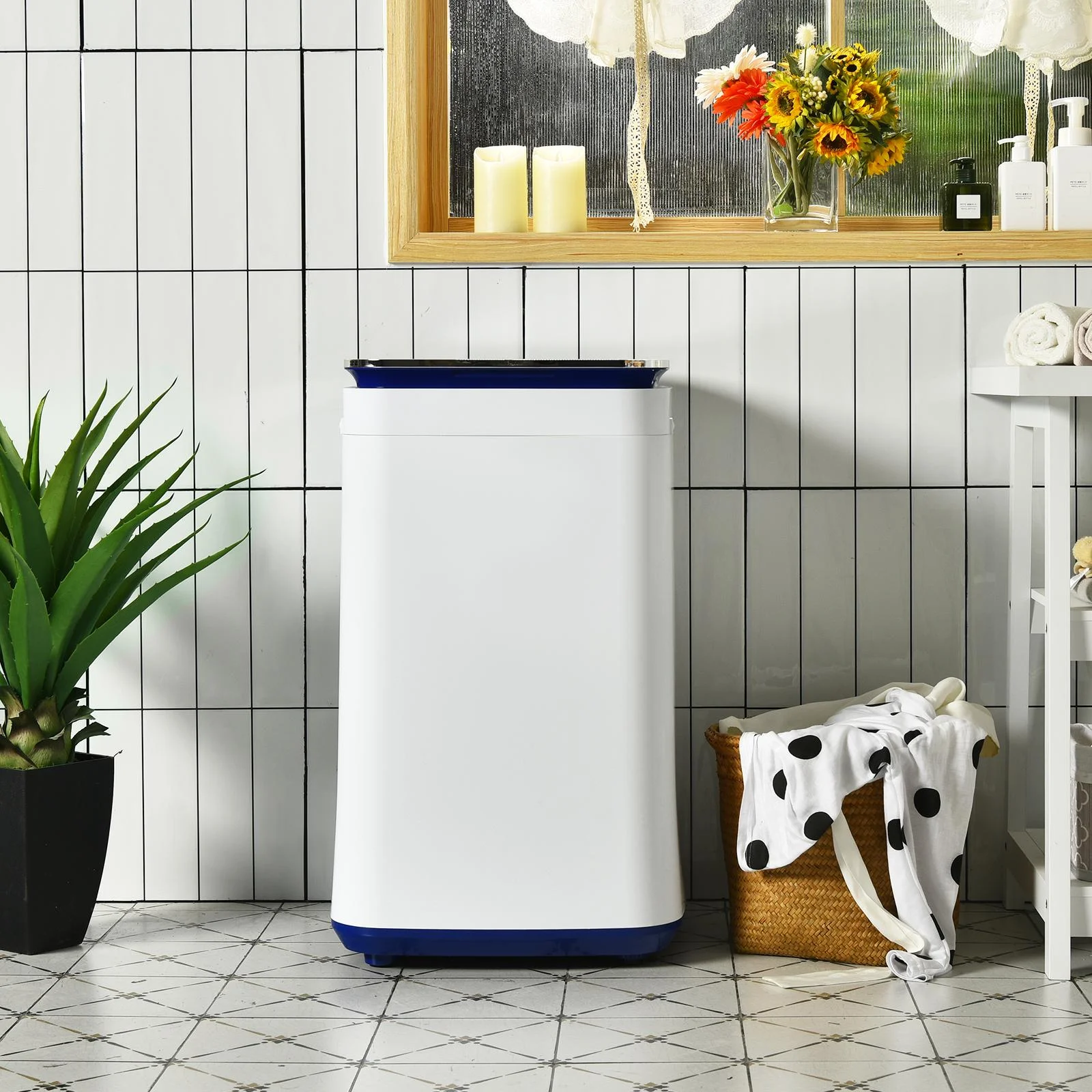 Giantex Full Automatic Washing Machine, 7.7lbs Portable Washer w/Heating Functions, Compact Laundry Washer for Apt/Dorm/RV