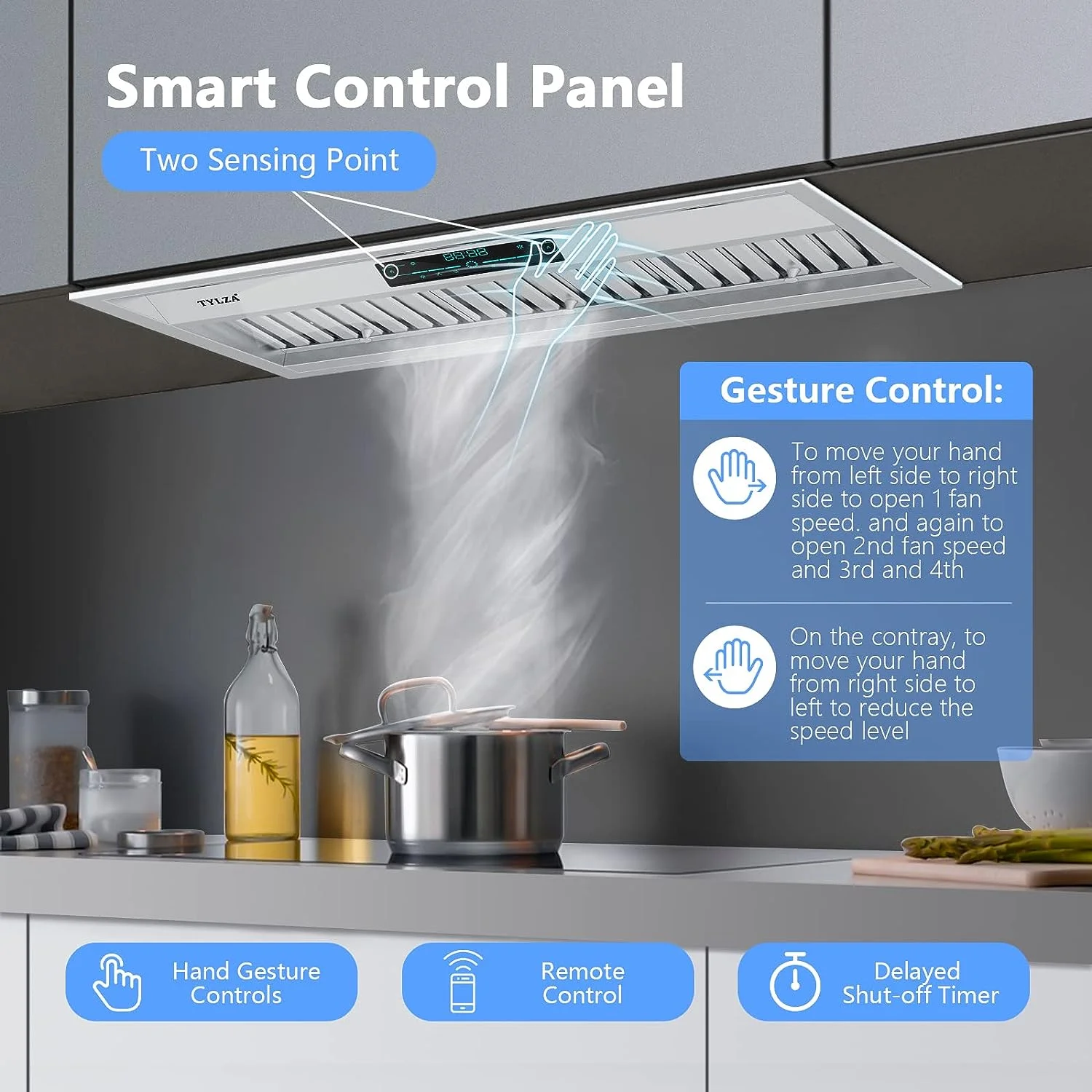 30 inch Built-in/Insert Range Hood, 900 CFM Ducted/Ductless Insert Range Hood with Charcoal Filter
